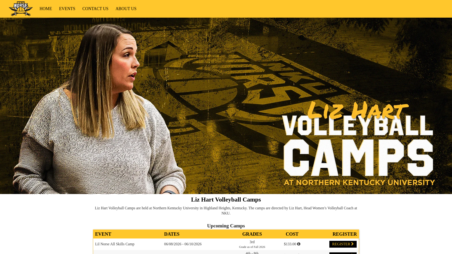 website screenshot of https://lizhartvolleyballcamps.com/