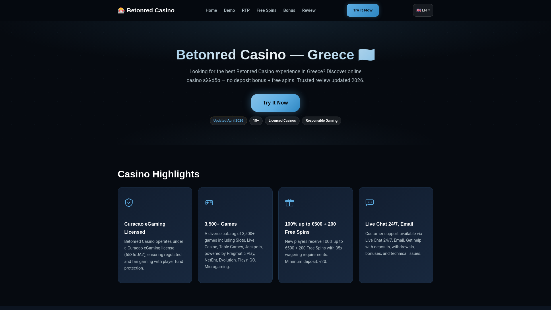 website screenshot of https://betonred-casino-gr.site/