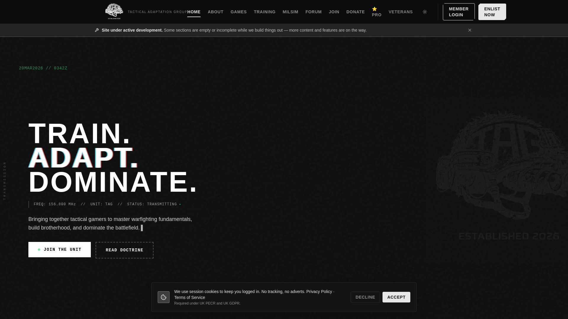 website screenshot of https://tacticaladaptationgroup.co.uk/