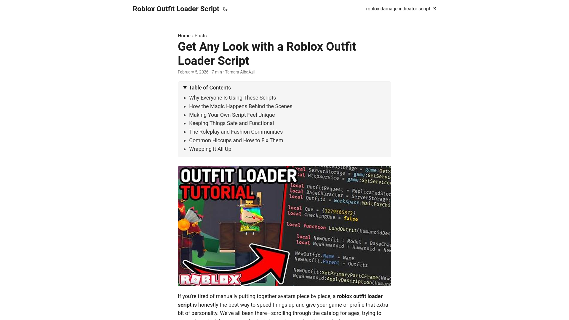 website screenshot of https://roblox-outfit-loader-script.pages.dev/