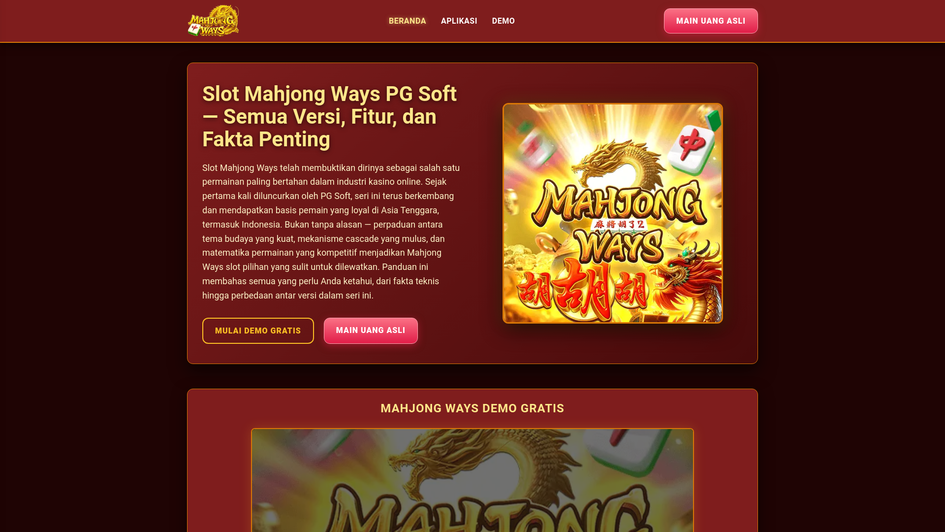 website screenshot of https://mahjongways-indonesia.com
