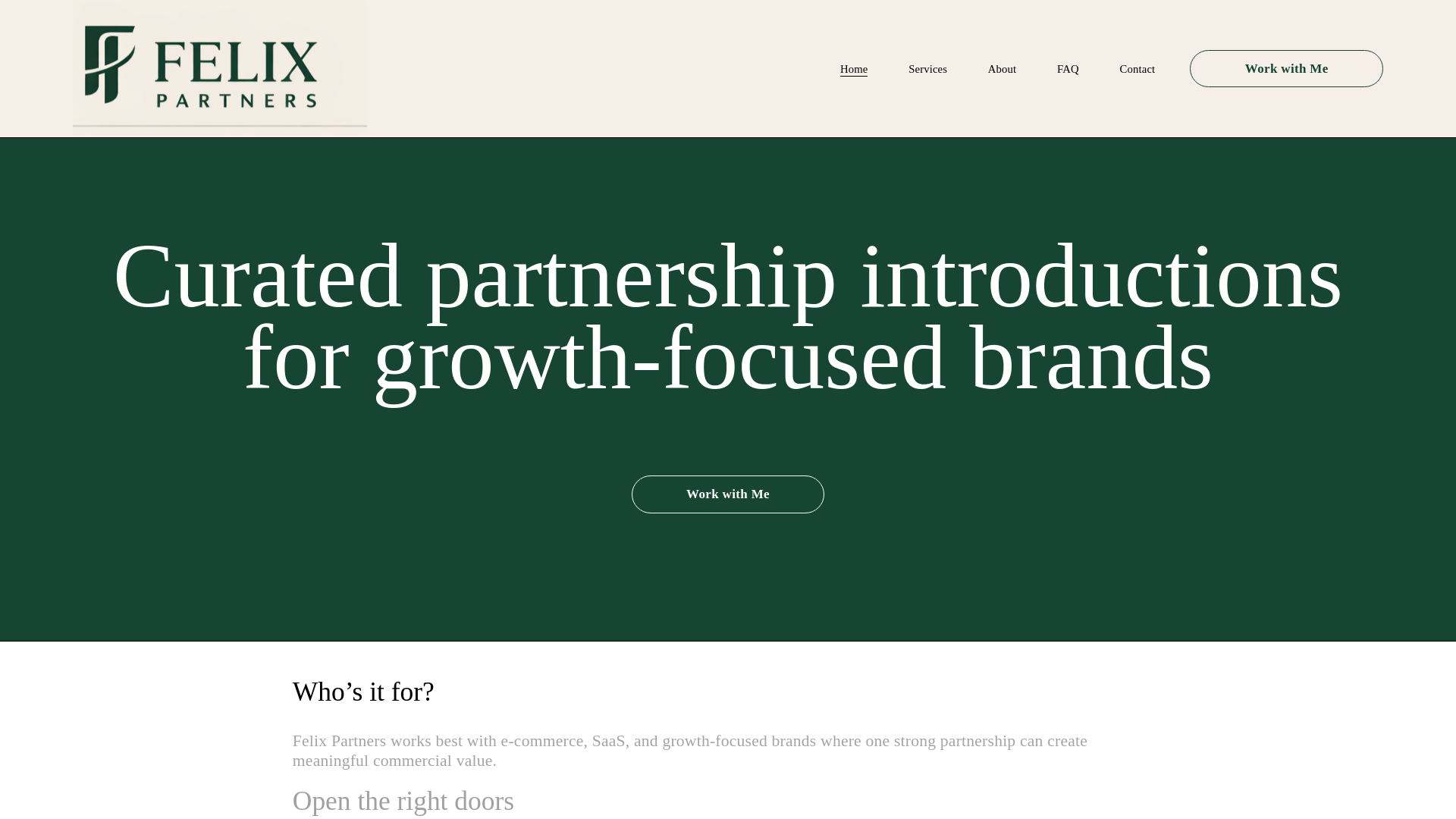 website screenshot of https://felixpartners.uk/