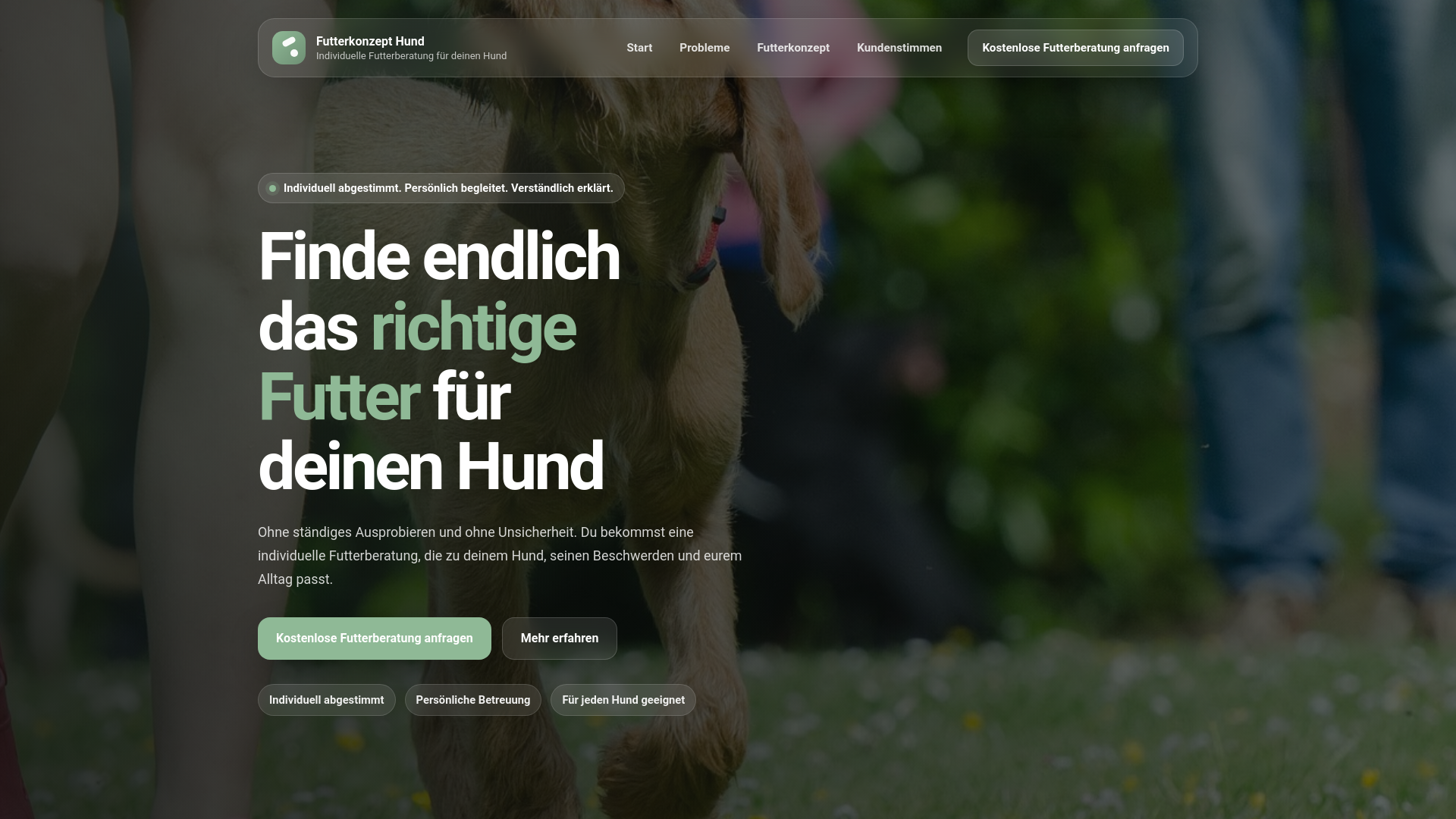 website screenshot of https://futterkonzept-hund.de
