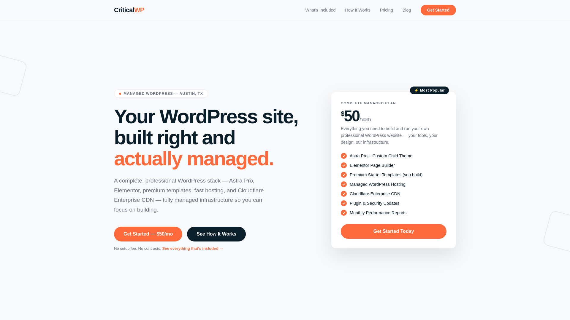 website screenshot of https://criticalwp-3dlso.kinsta.page