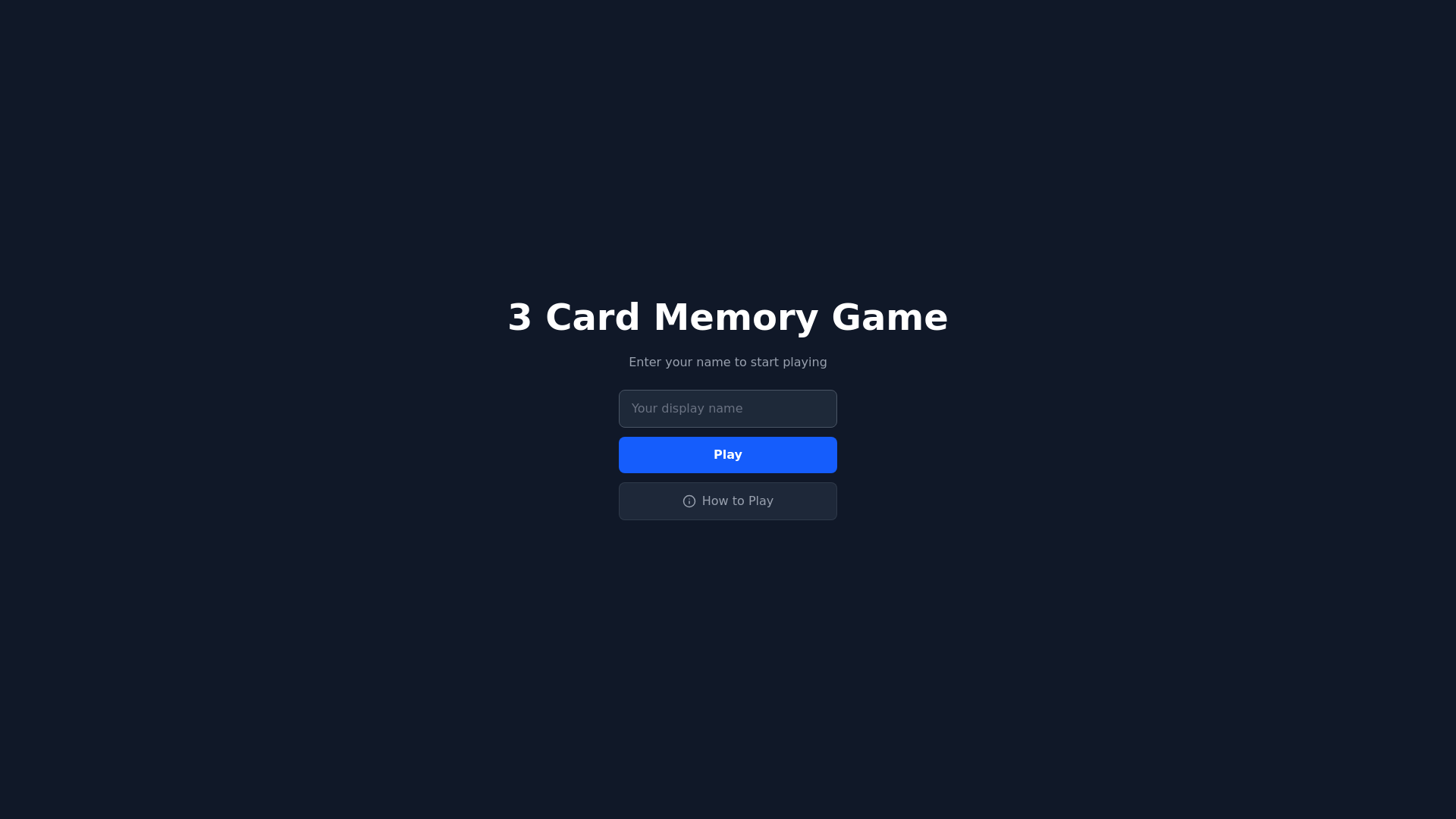 website screenshot of https://3-card-memory-game-7gs.pages.dev/