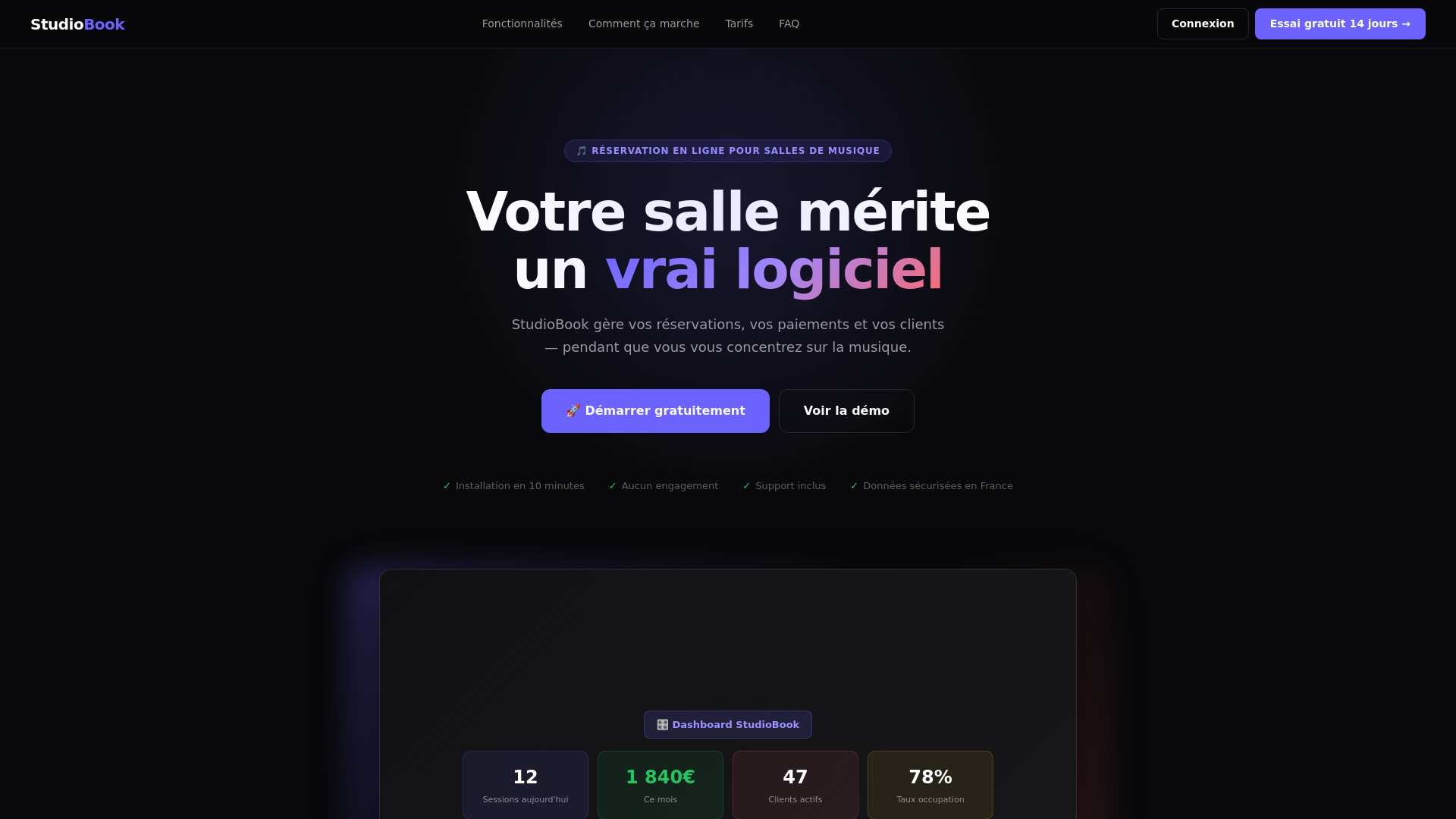 website screenshot of https://studiobooking.fr/