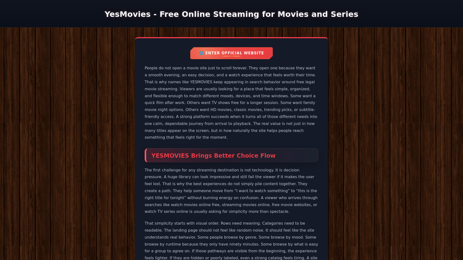 website screenshot of https://yesmovie.help