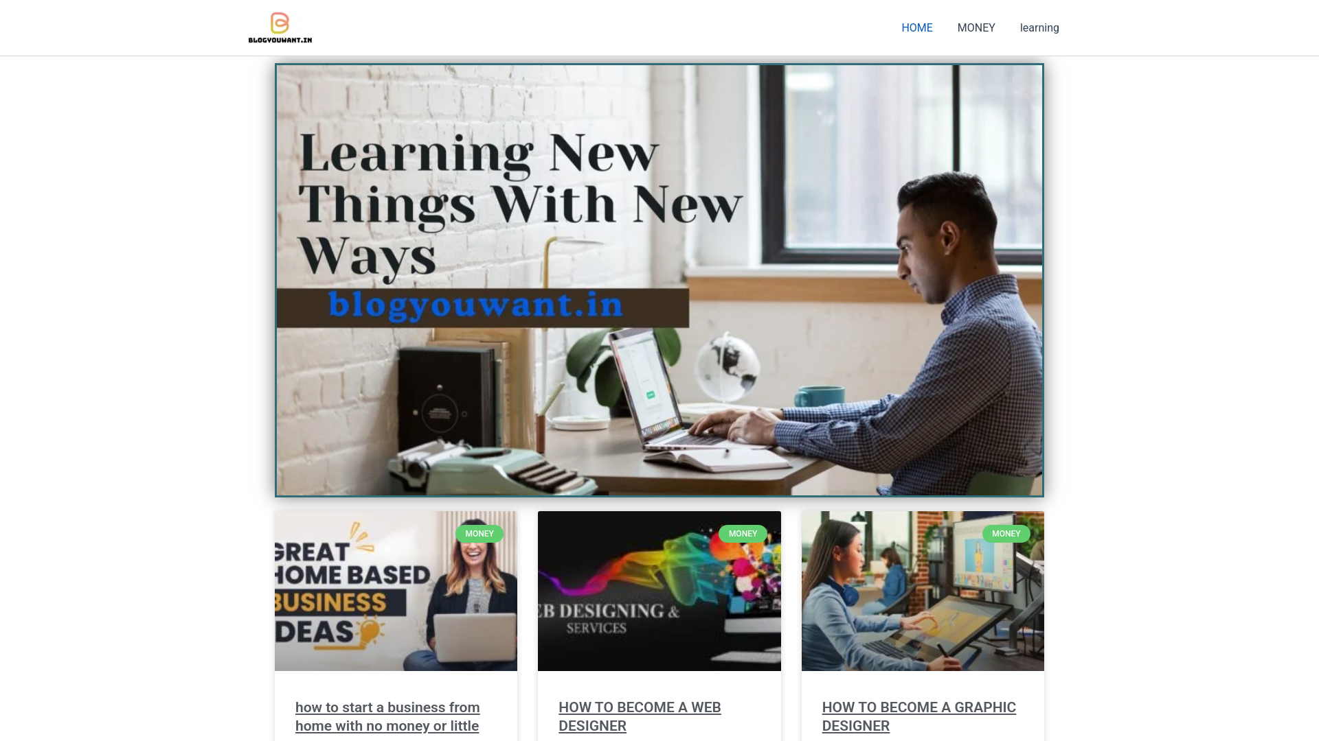 website screenshot of https://blogyouwant.in/