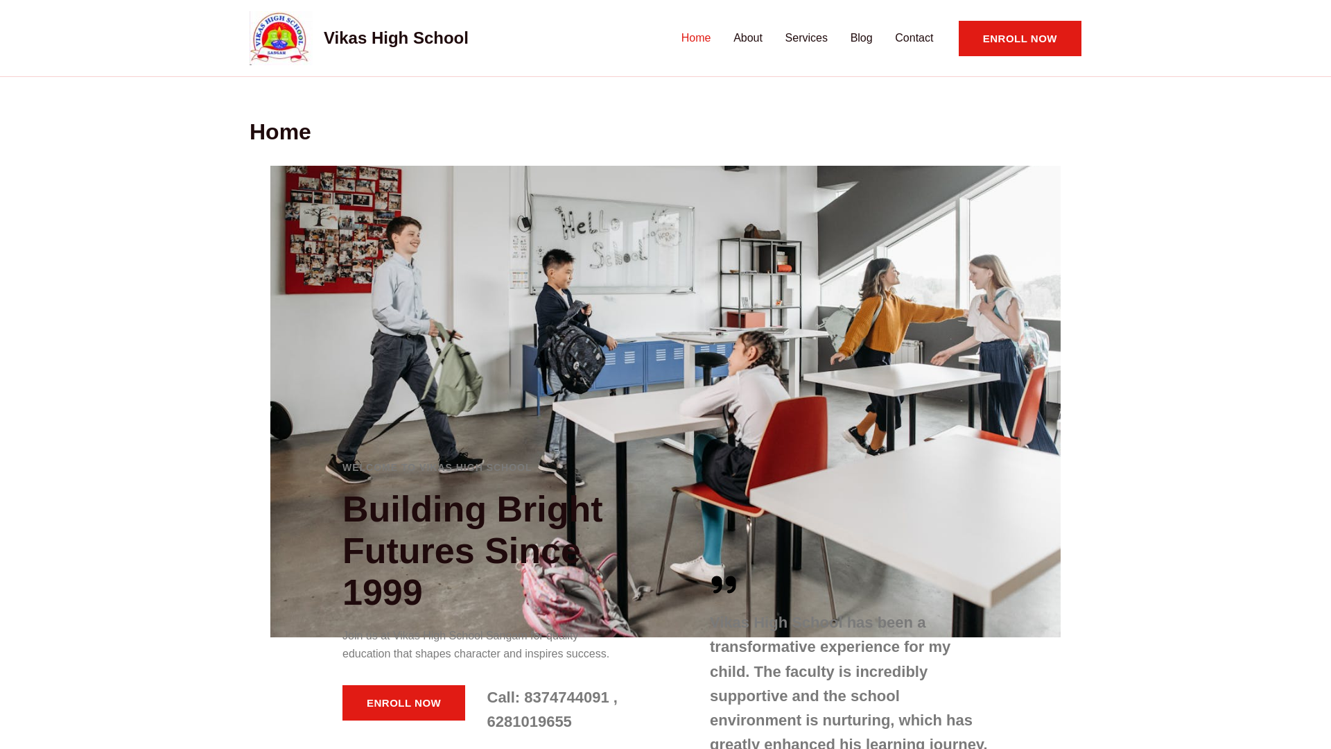 website screenshot of https://vikasschoolsangam.com/