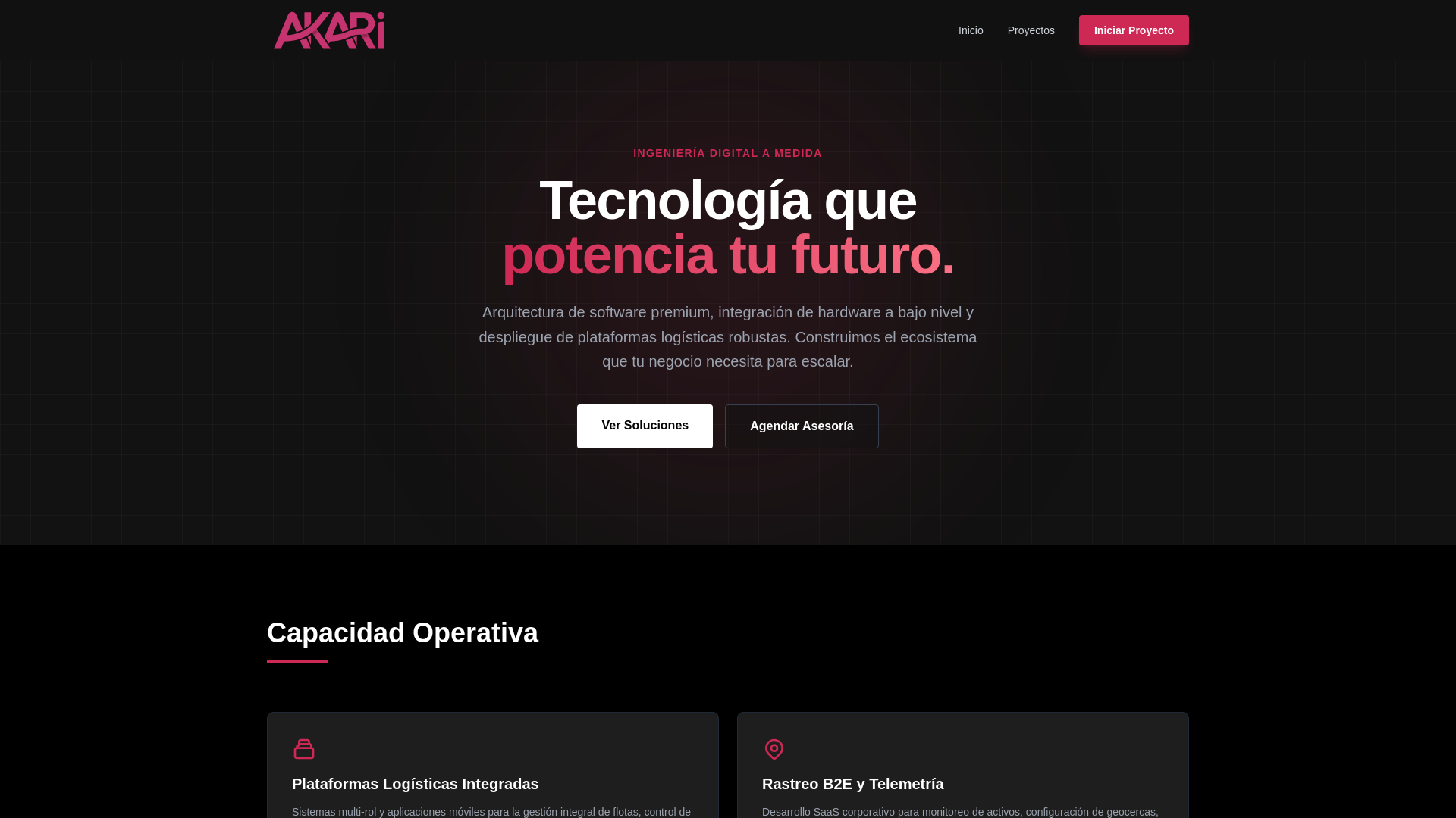 website screenshot of https://akaritech.net