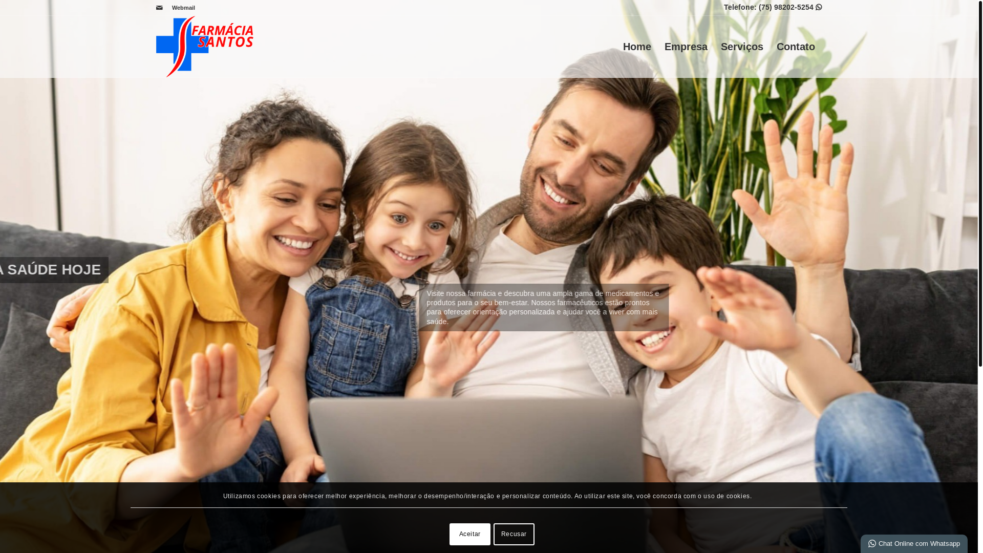 website screenshot of https://farmaciasantosba.com.br/