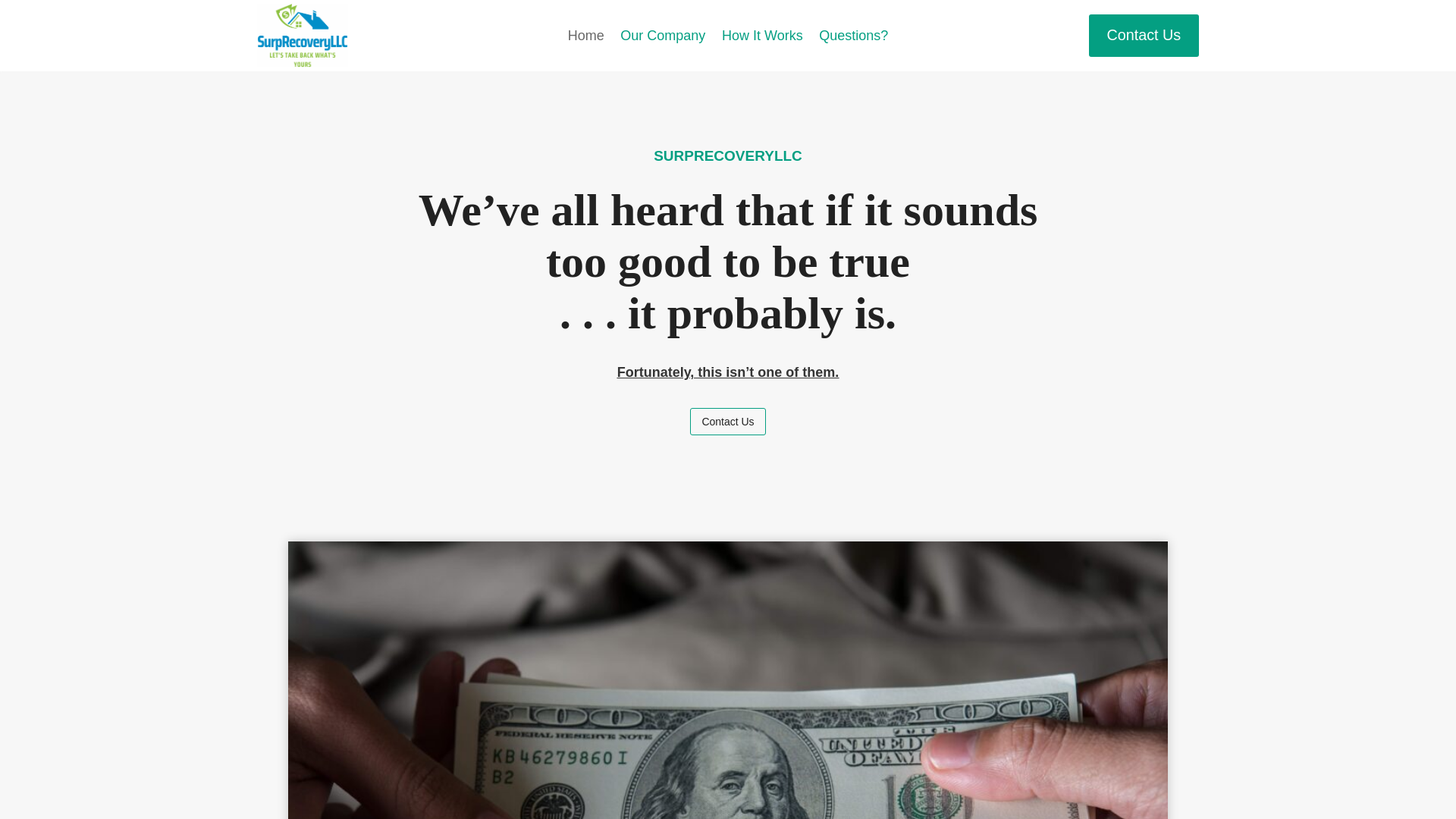 website screenshot of https://justclaimitsurplusfunds.com/