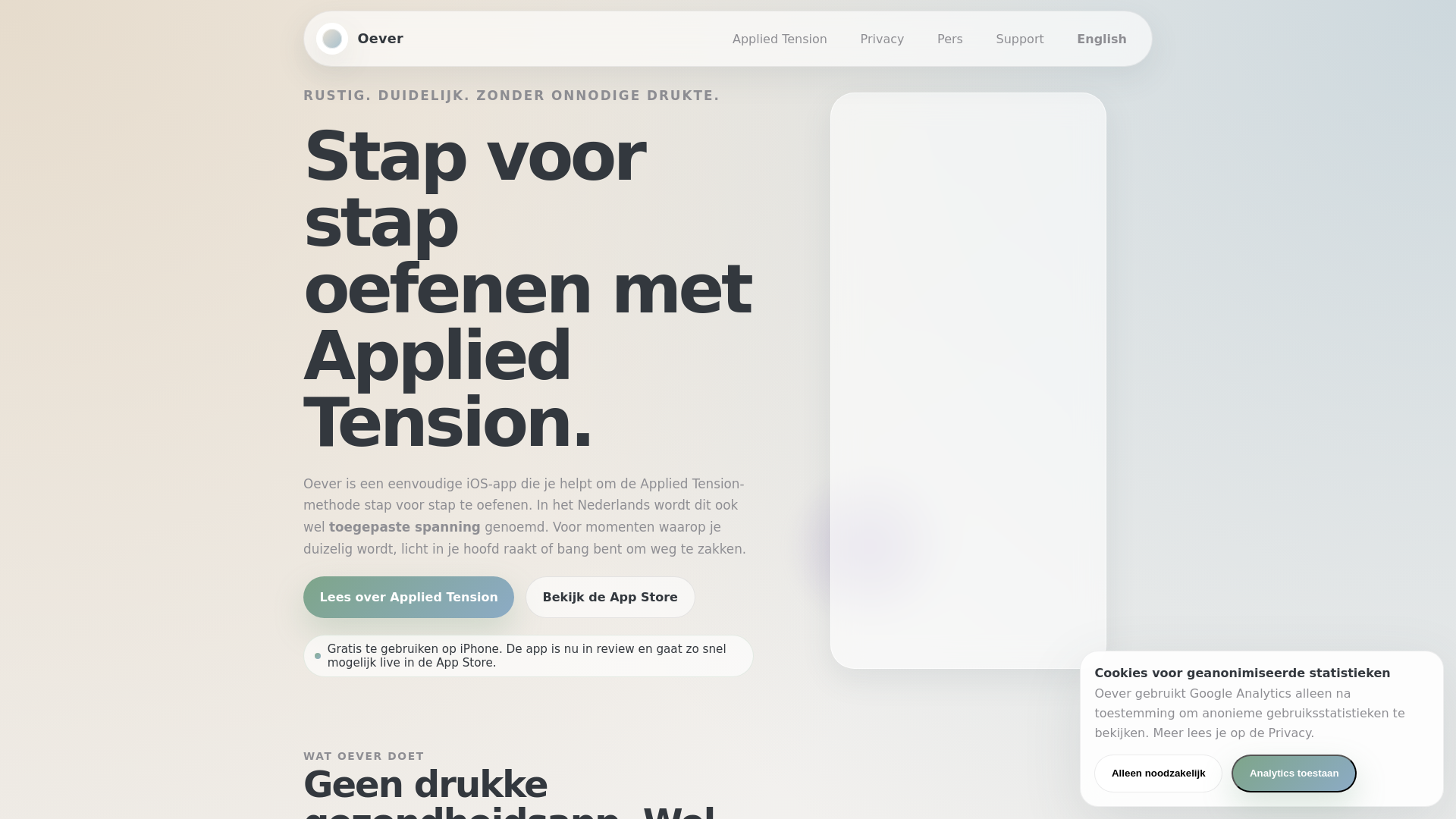 website screenshot of https://www.oeverapp.nl