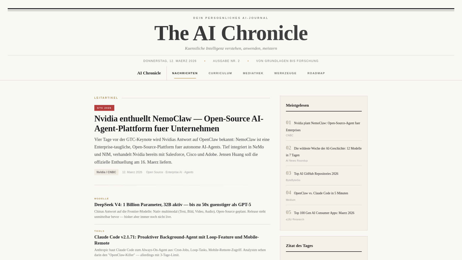 website screenshot of https://ai-chronicle.pages.dev/