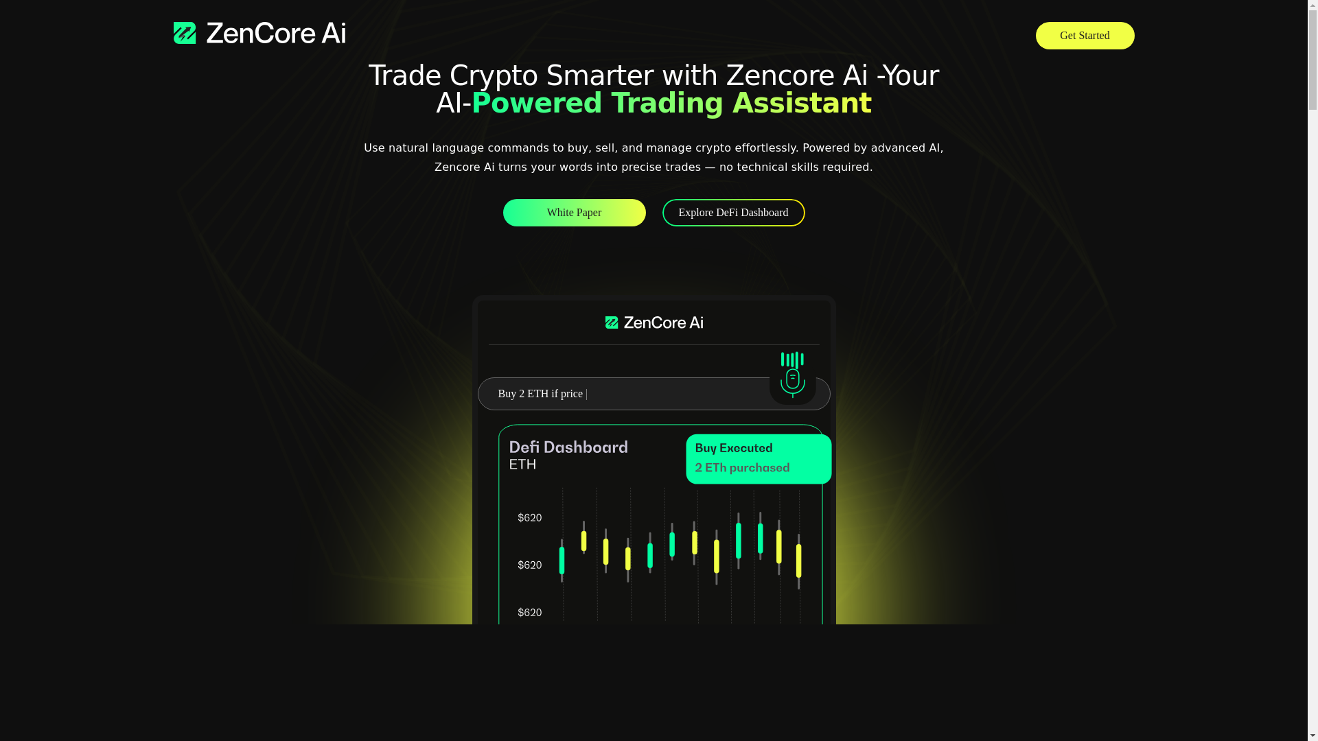 website screenshot of https://zencoreai.io/