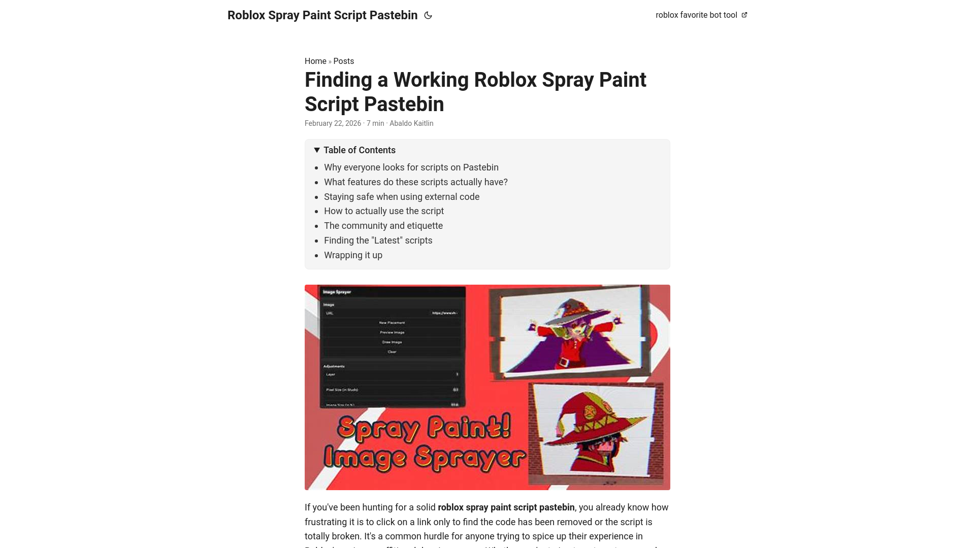 website screenshot of https://roblox-spray-paint-script-pastebin.pages.dev/