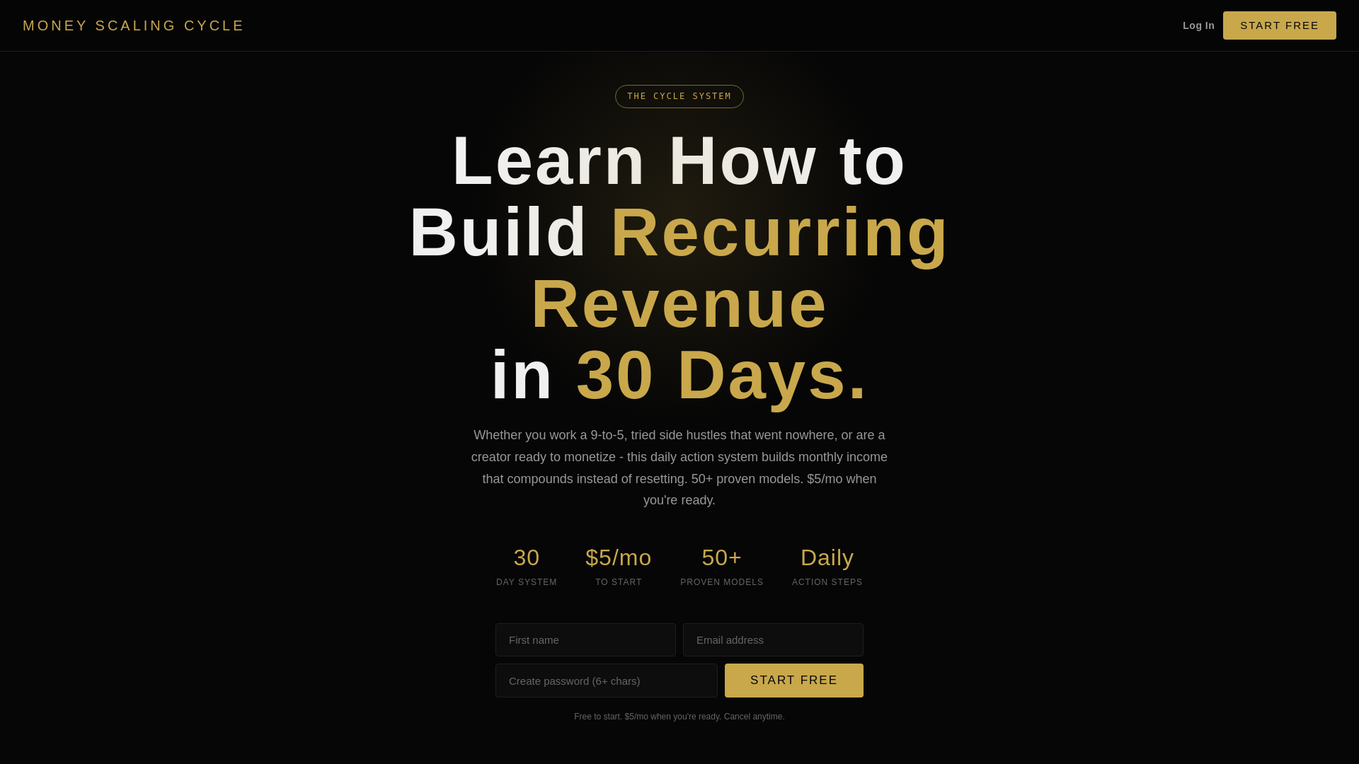 website screenshot of https://moneyscalingcycle.com/