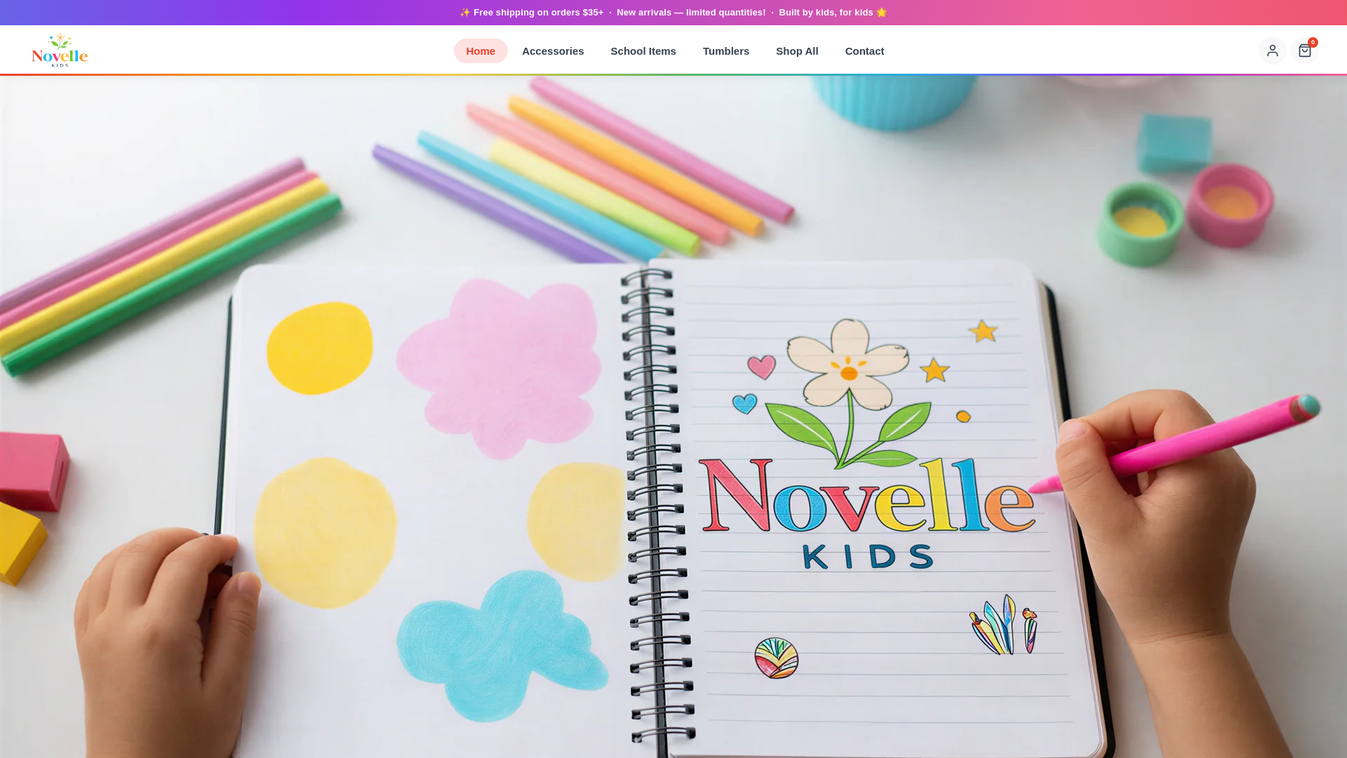 website screenshot of https://novellekids.com/