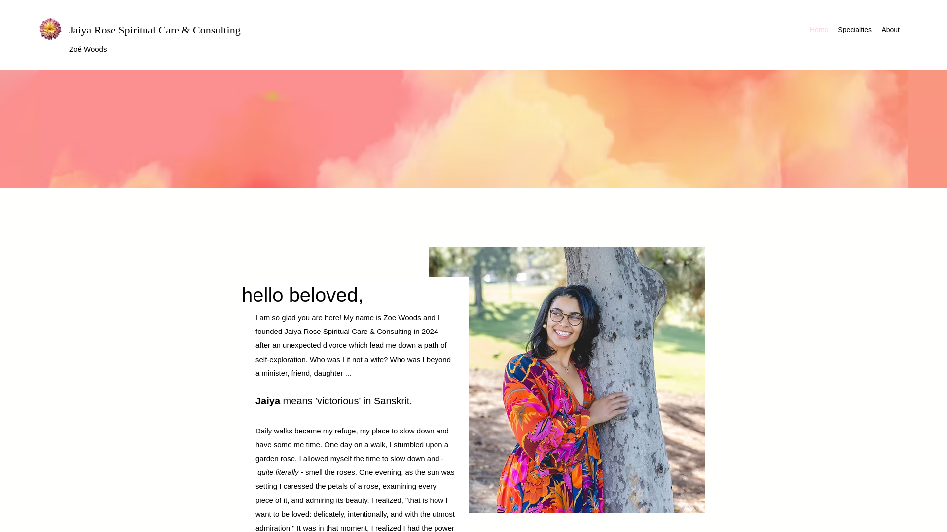 website screenshot of https://jaiyarosespiritualcare.com