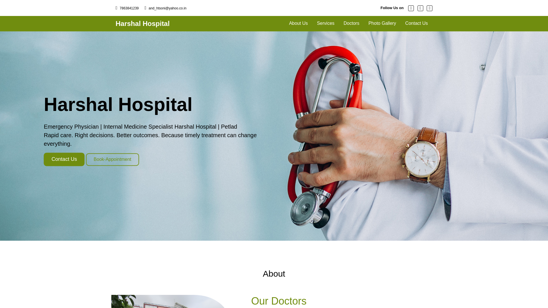 website screenshot of https://harshalhospital.com/