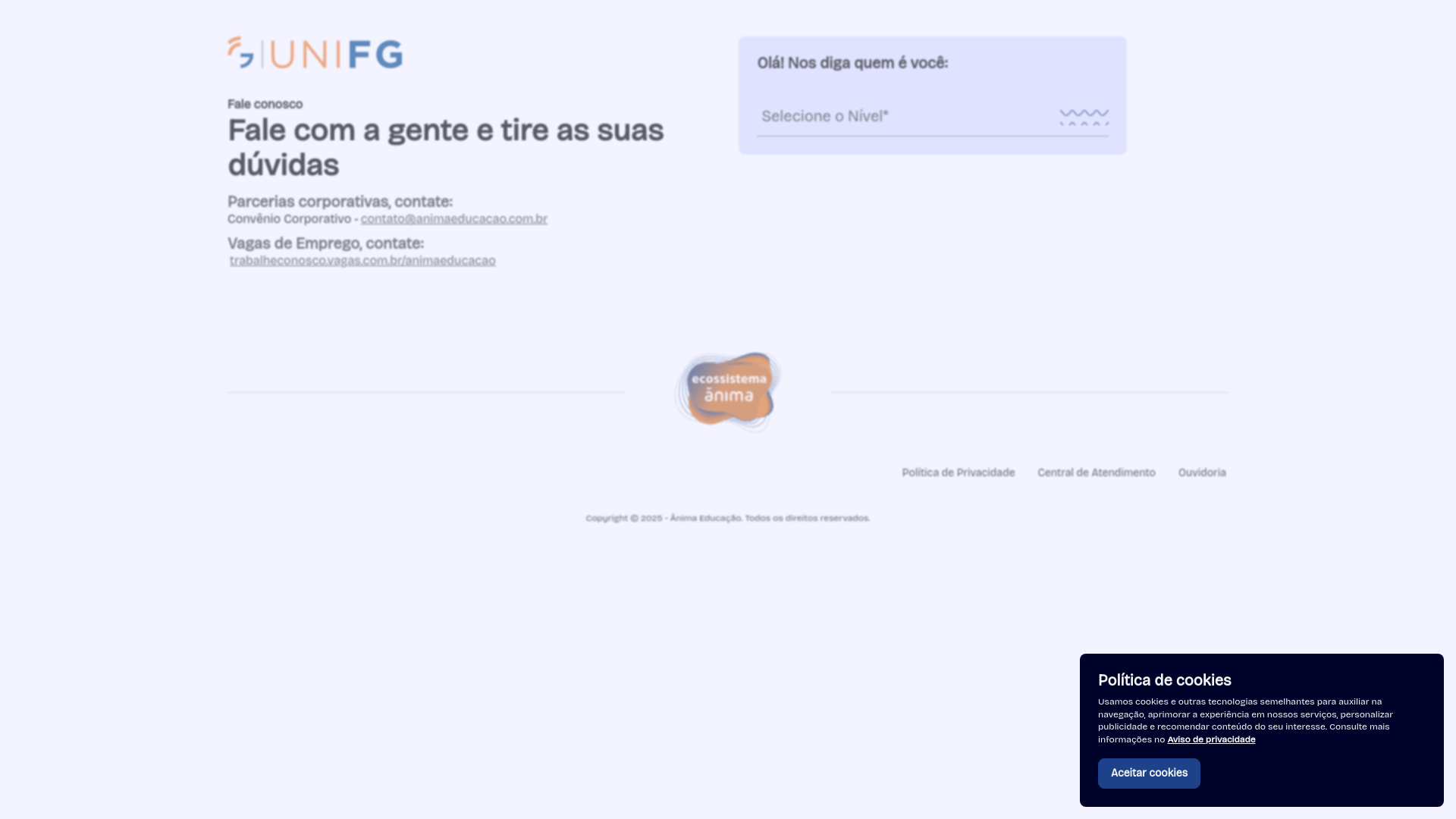 website screenshot of https://faleconosco-unifg.pages.dev/