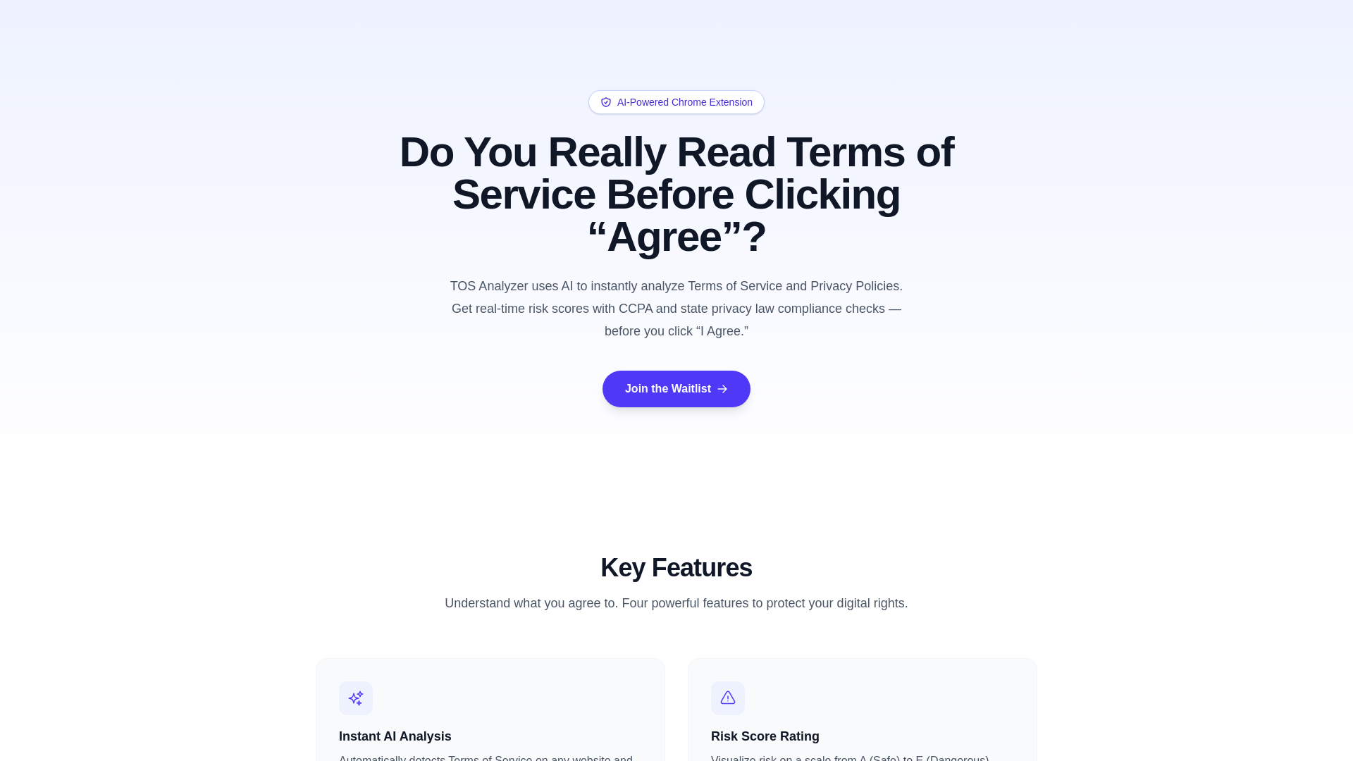 website screenshot of https://tos-analyzer-lp.pages.dev/
