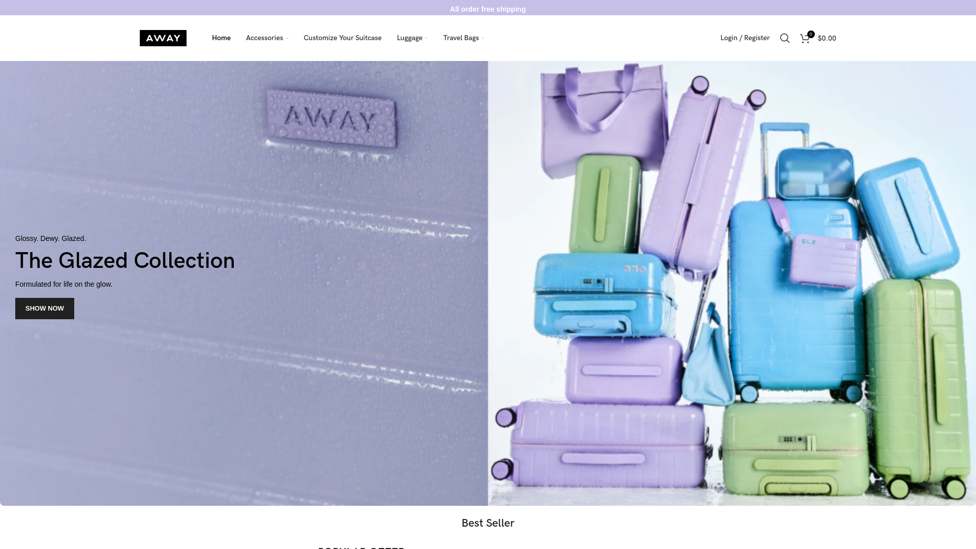 website screenshot of https://awaytravelz.com/