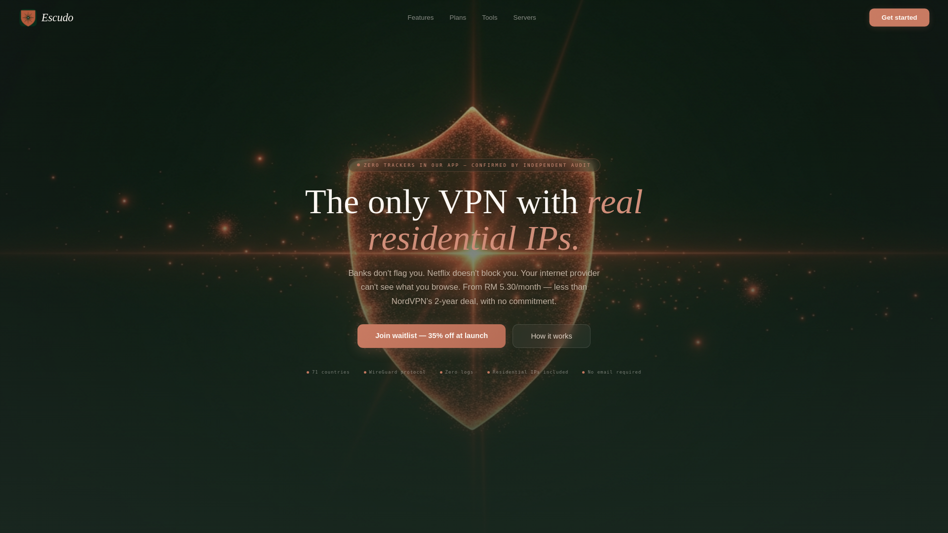 website screenshot of https://escudovpn.my