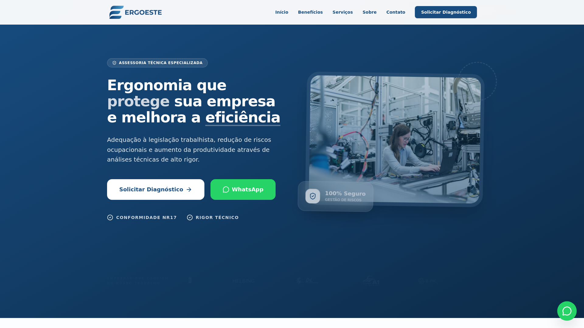 website screenshot of https://ergoeste.com.br
