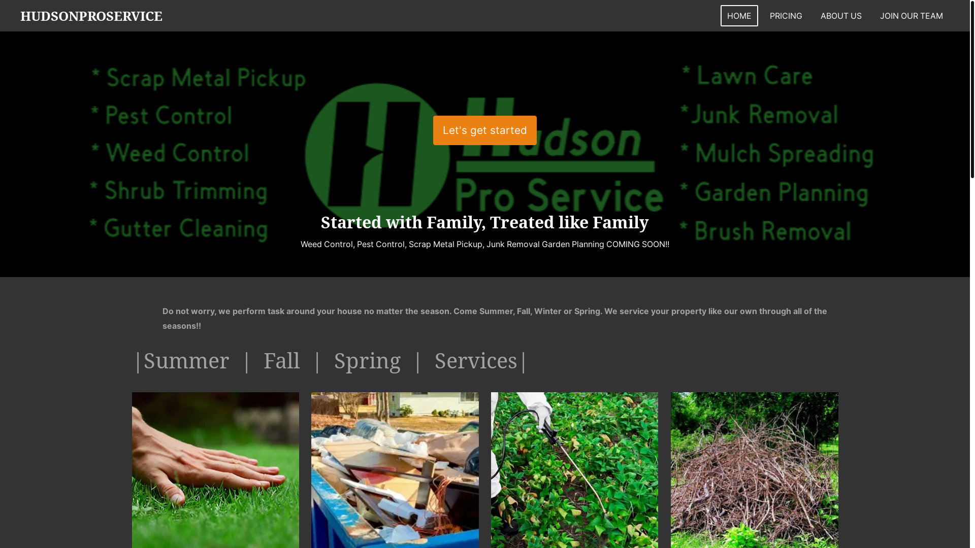 website screenshot of https://hudsonproservice.com/