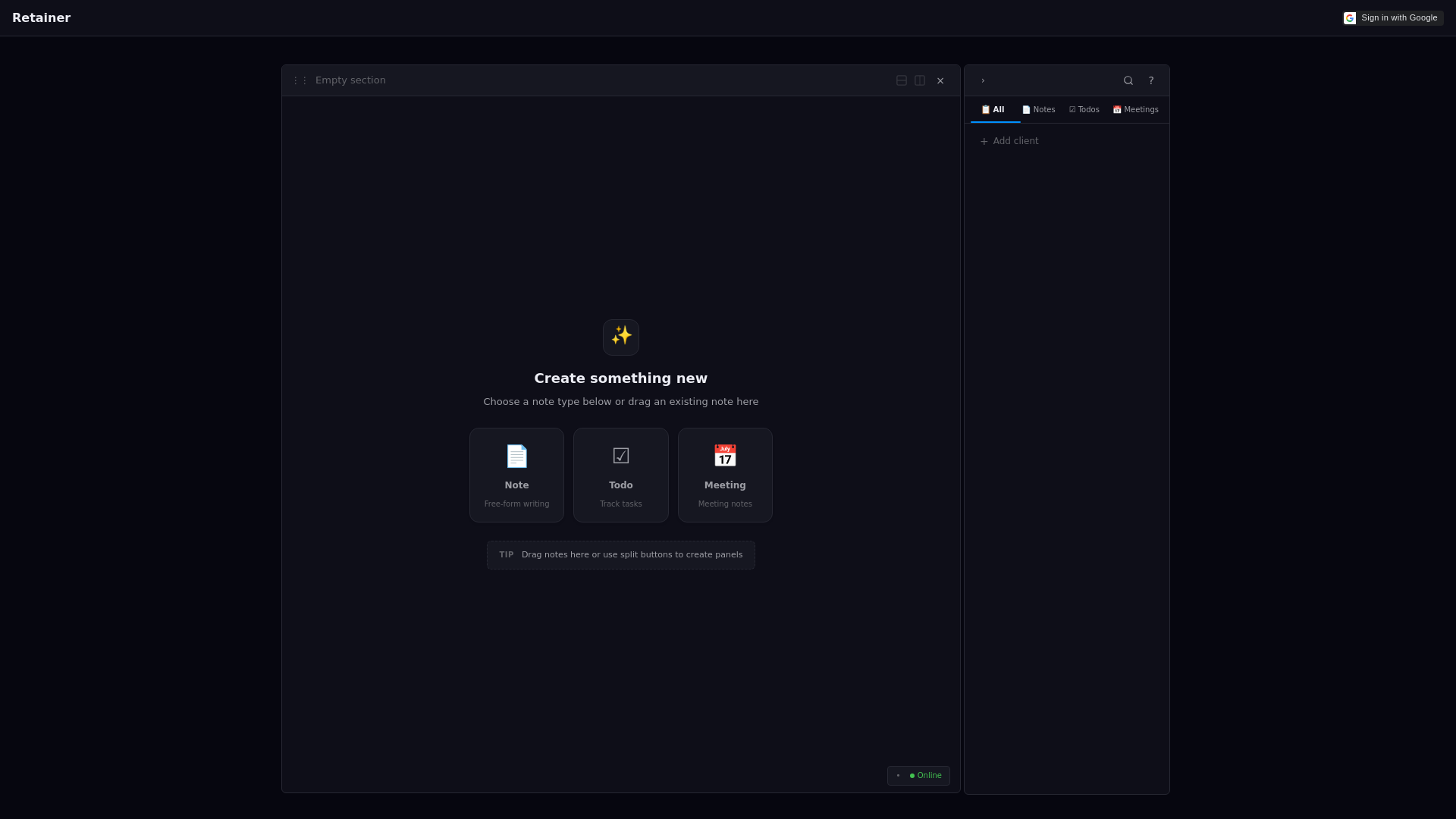 website screenshot of https://retainer.pages.dev/