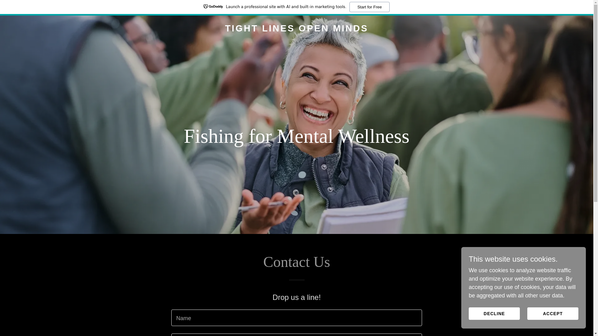 website screenshot of https://tightlinesopenminds.org/