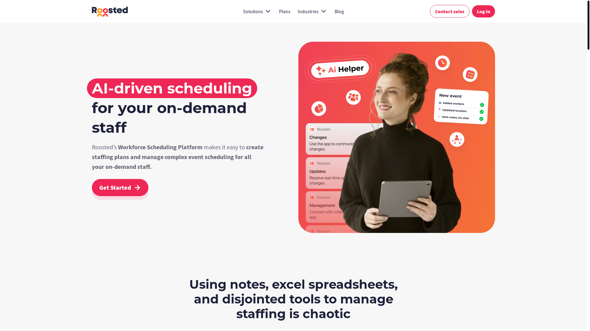 website screenshot of https://get-roostedapp.com/