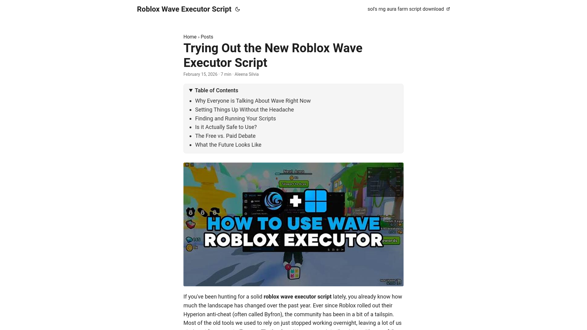 website screenshot of https://roblox-wave-executor-script.pages.dev/