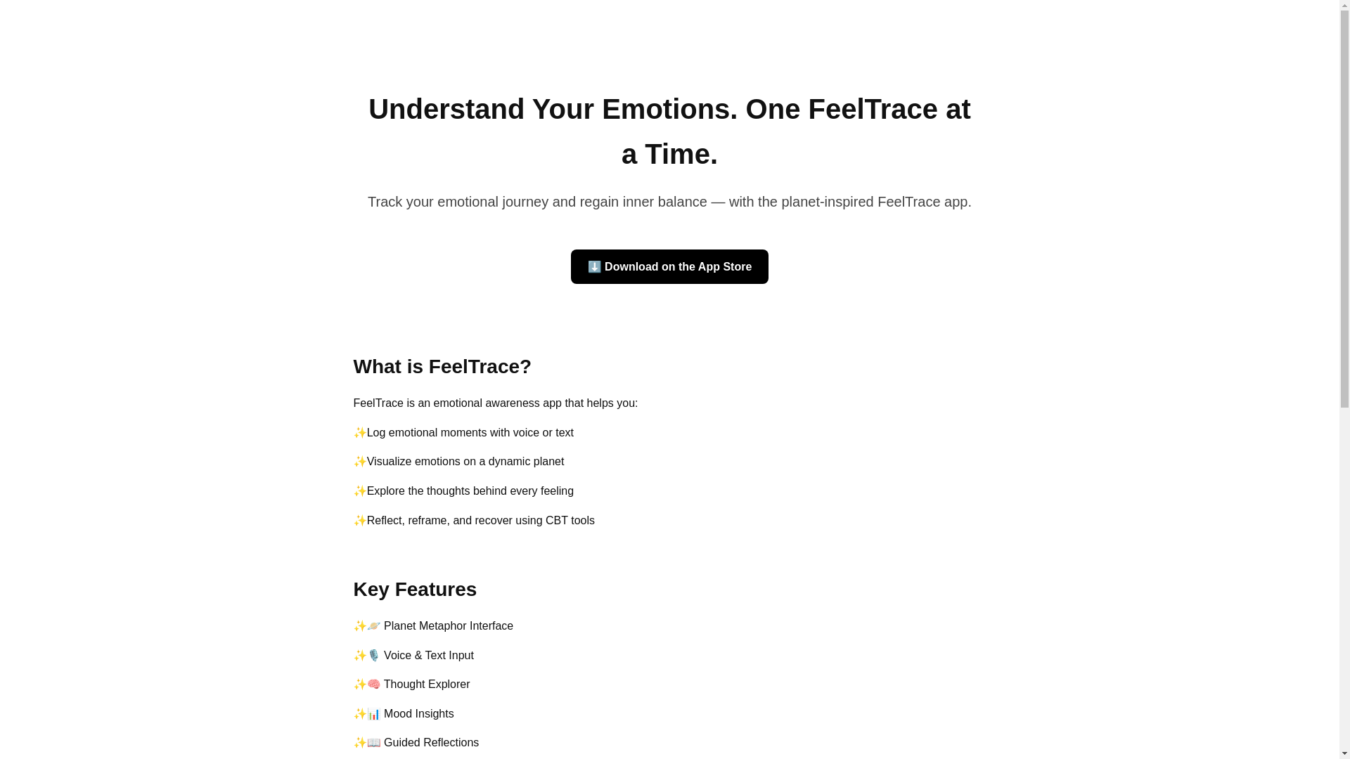 website screenshot of https://feeltrace.app/