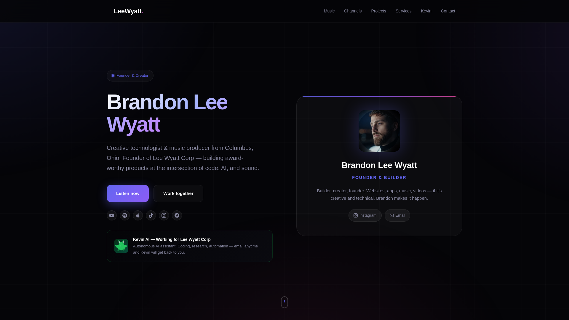 website screenshot of https://leewyattcorp.com