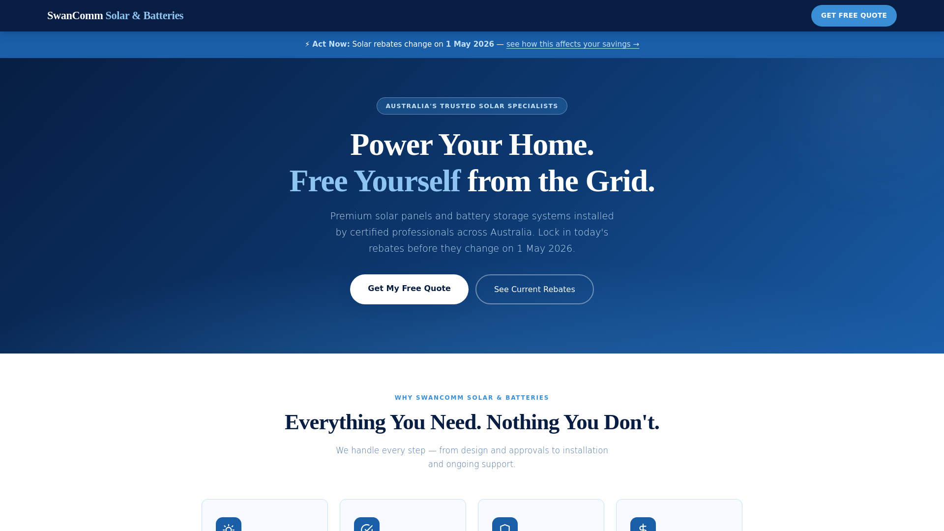 website screenshot of https://swancomm.com.au/