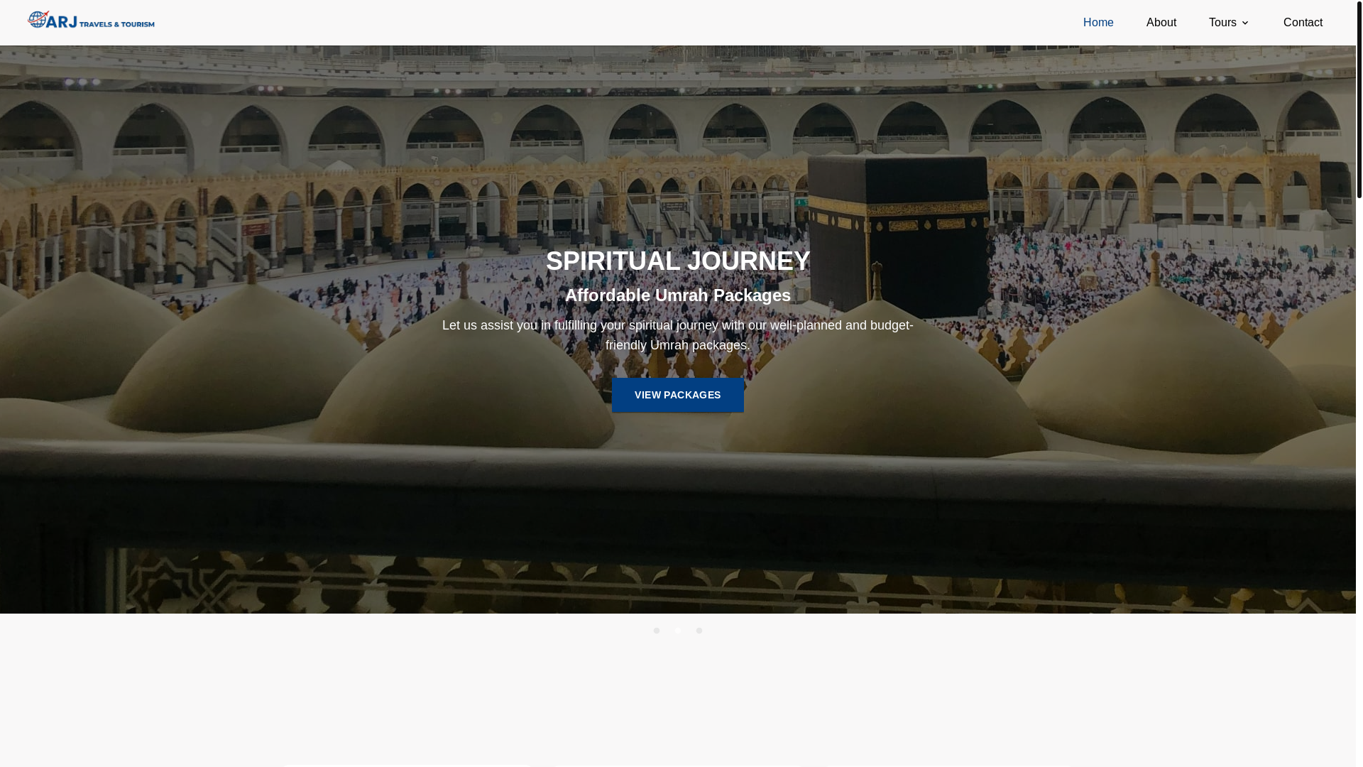 website screenshot of https://arjtravelsandtourism.com/