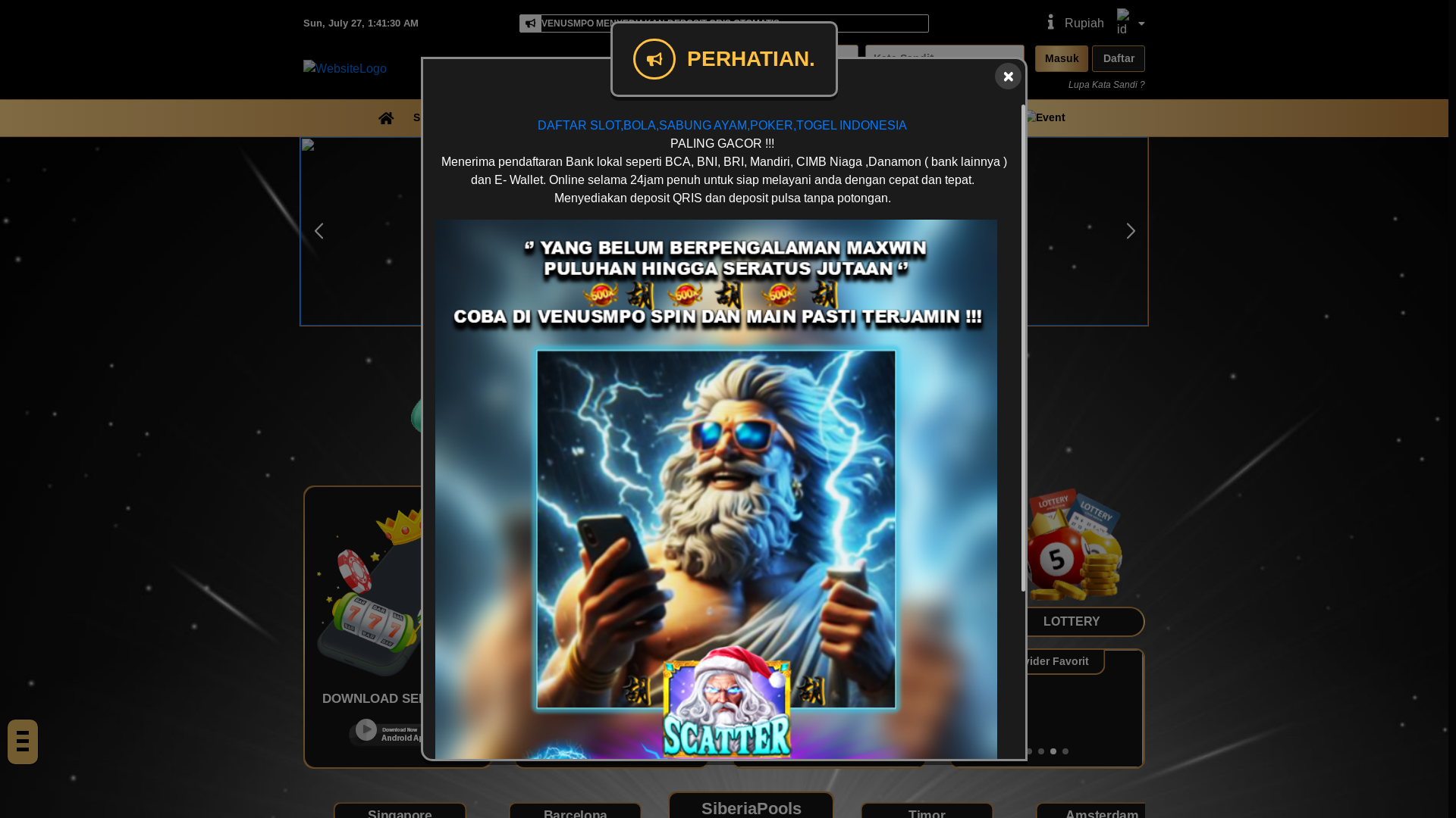 website screenshot of https://masukvenus.site/