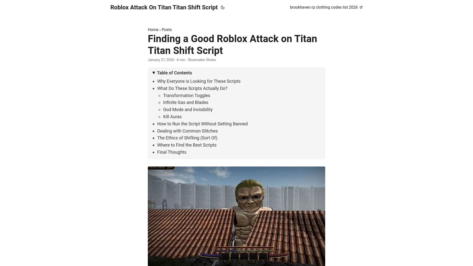 website screenshot of https://roblox-attack-on-titan-titan-shift-script.pages.dev/