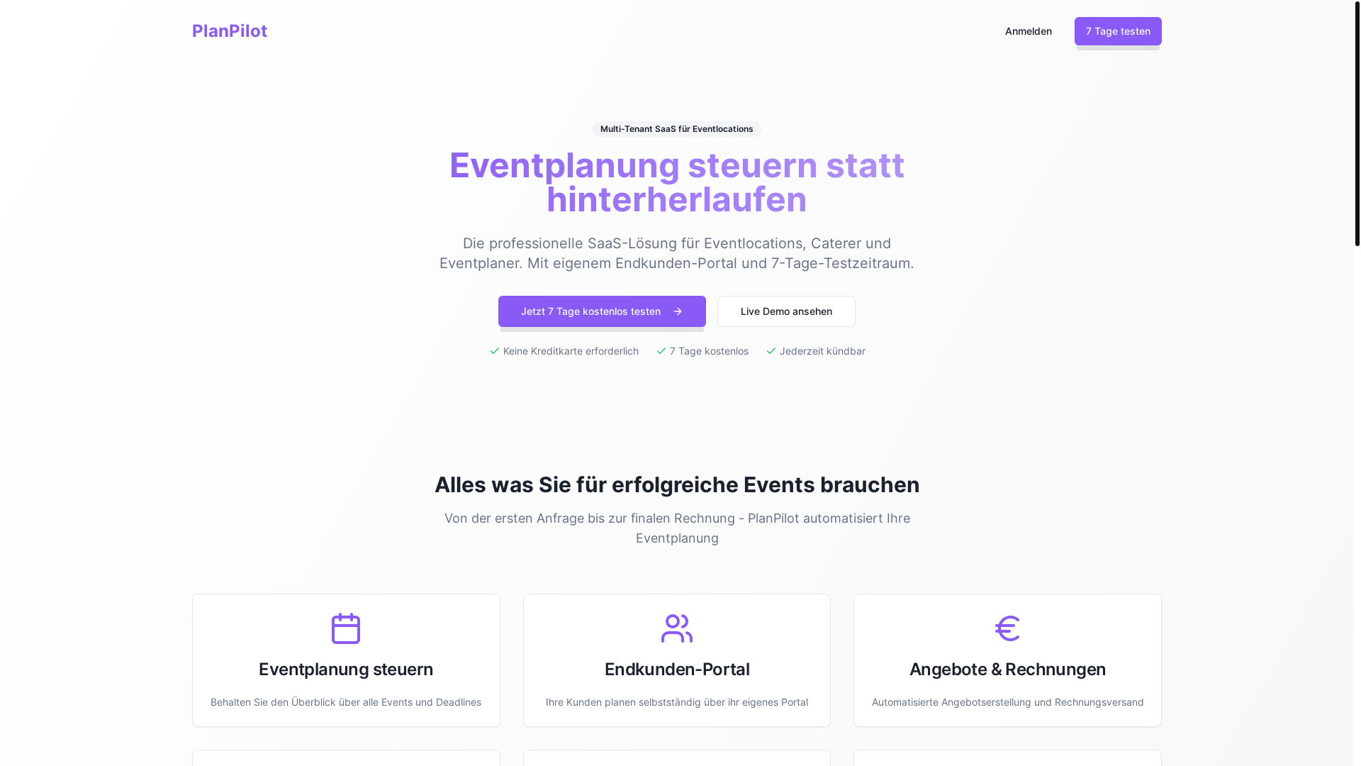 website screenshot of https://eventplanner1.de/