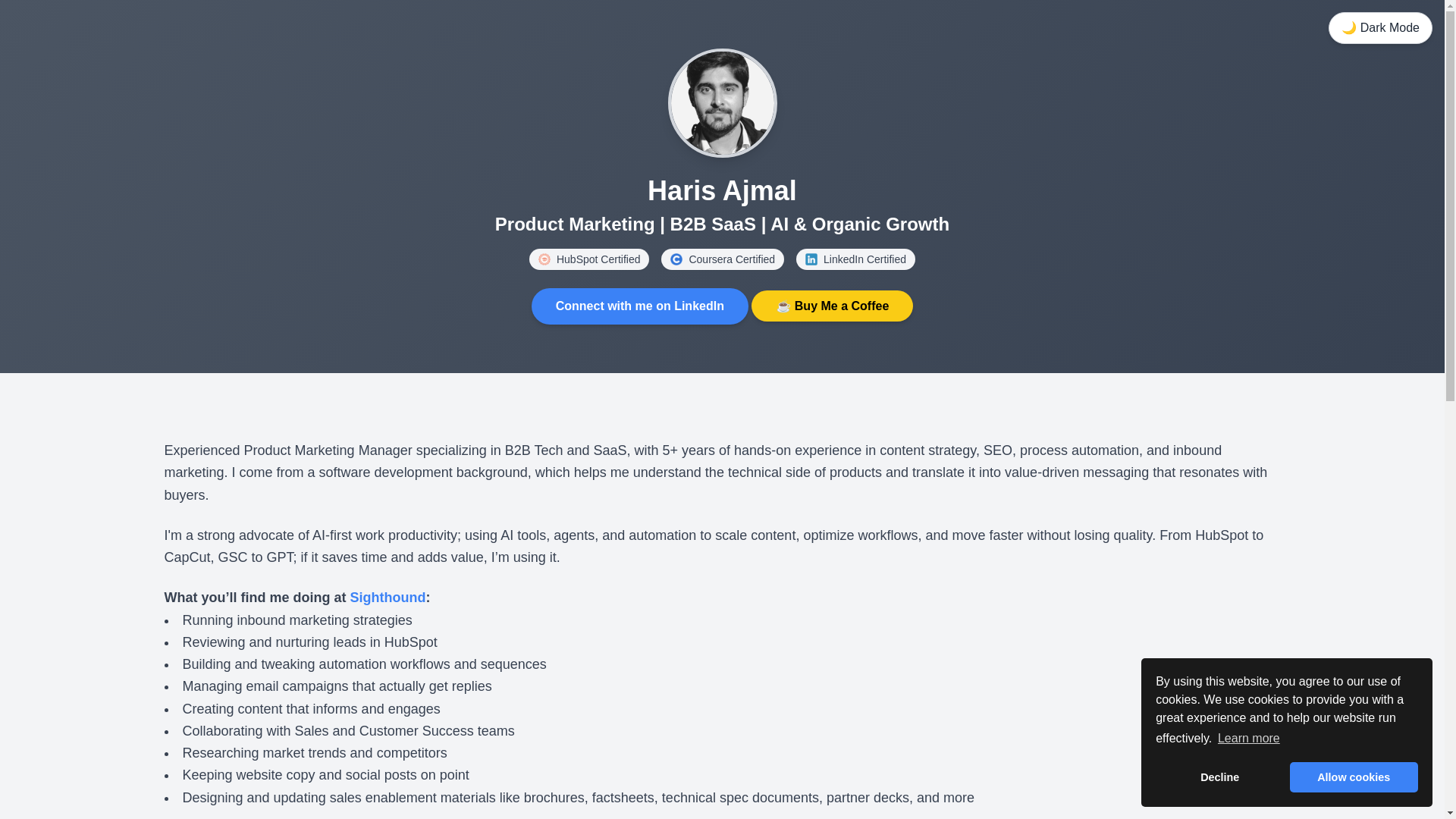 website screenshot of https://harisajmal-webpage.pages.dev/