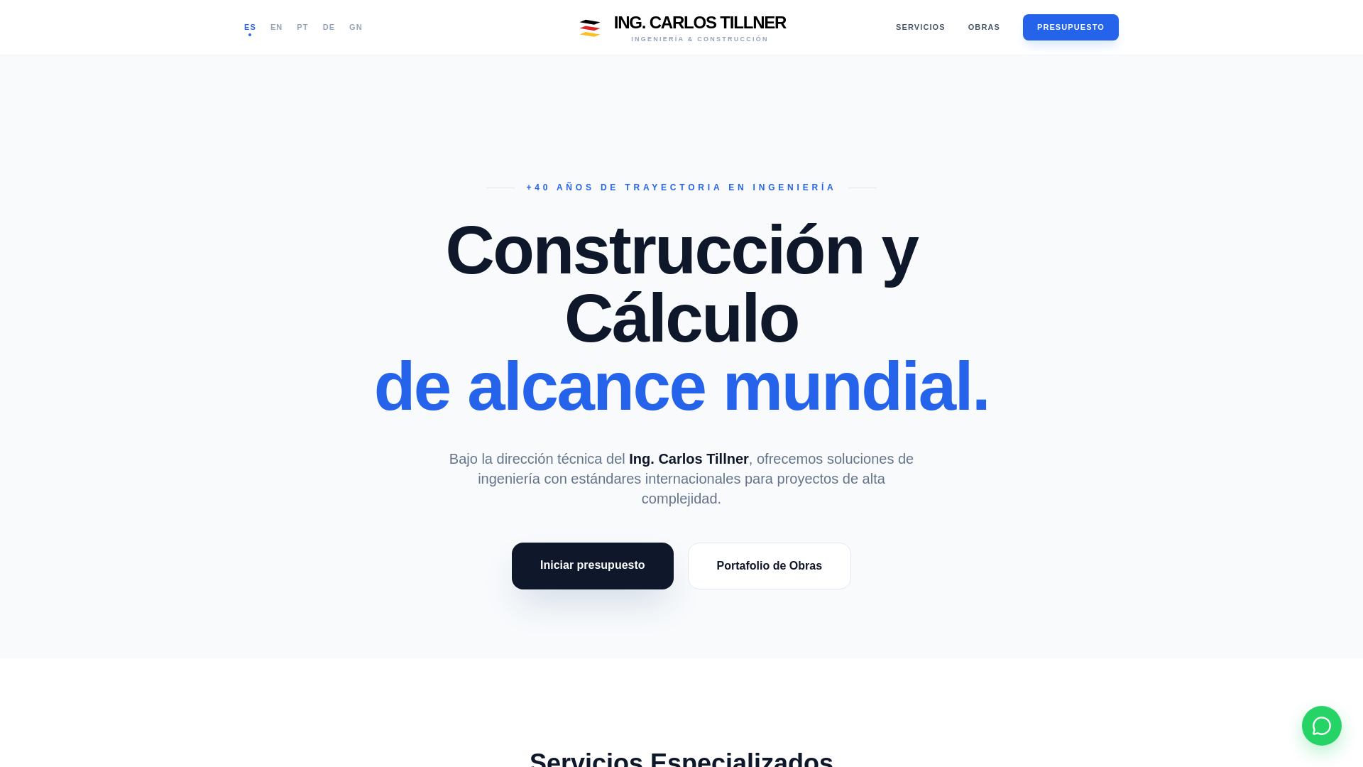 website screenshot of https://ingcarlostillner.com
