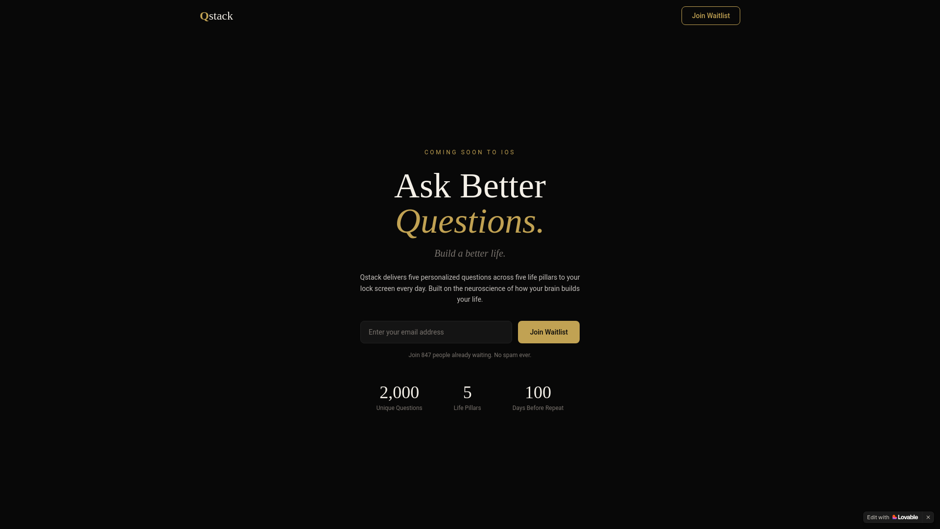 website screenshot of https://qstackapp.org/