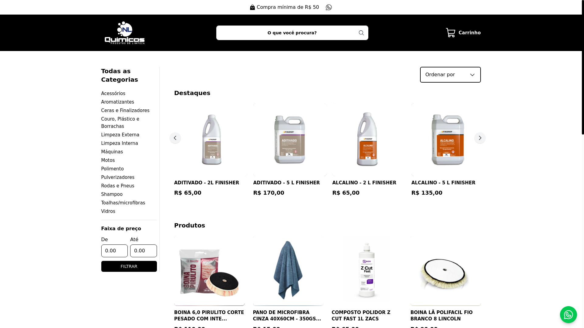 website screenshot of https://nlquimicosdetail.com.br/