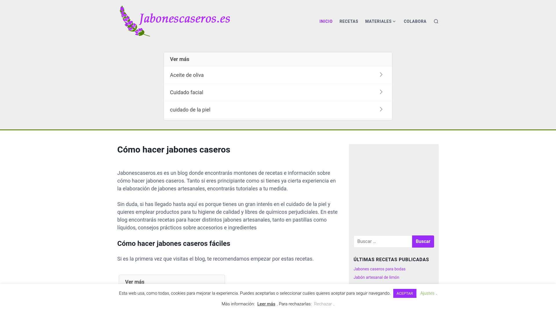 website screenshot of https://jabonescaseros.es