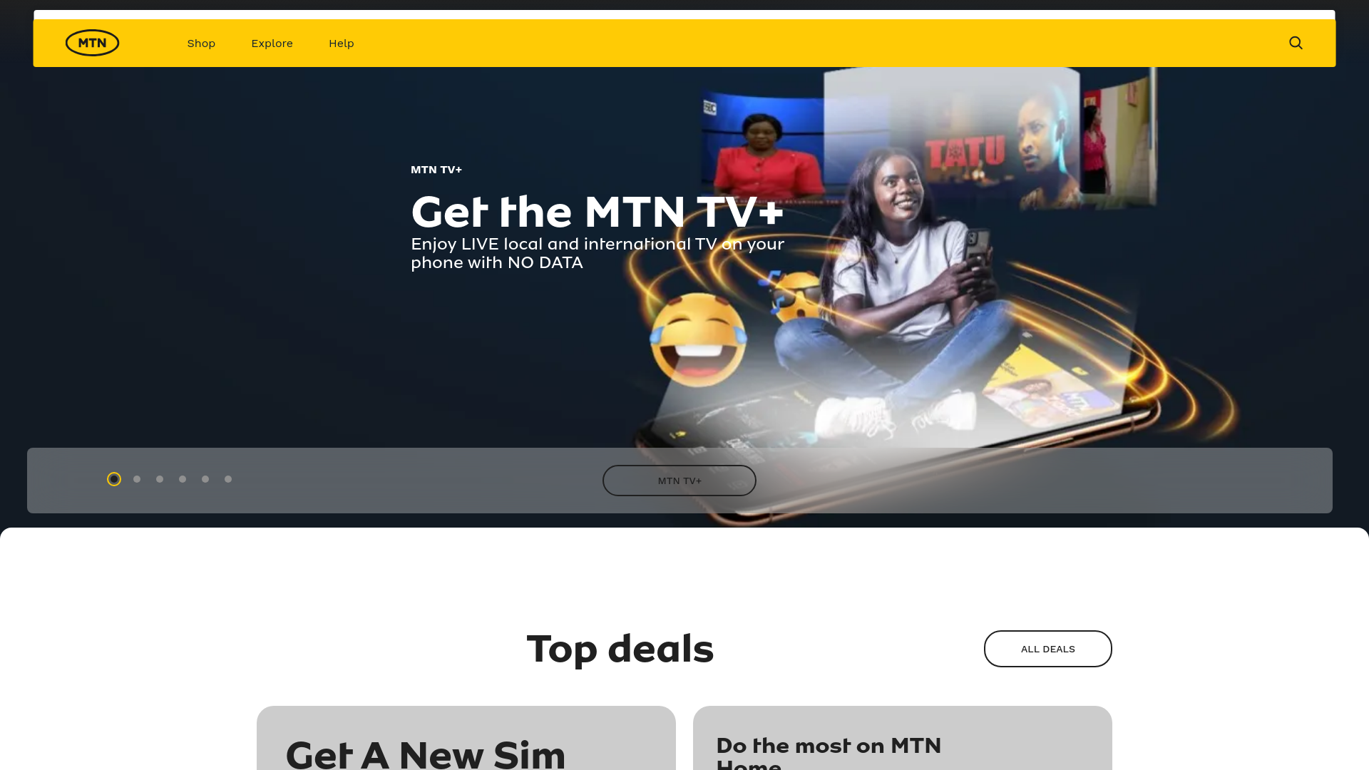 website screenshot of https://www.mtn.com.ss/