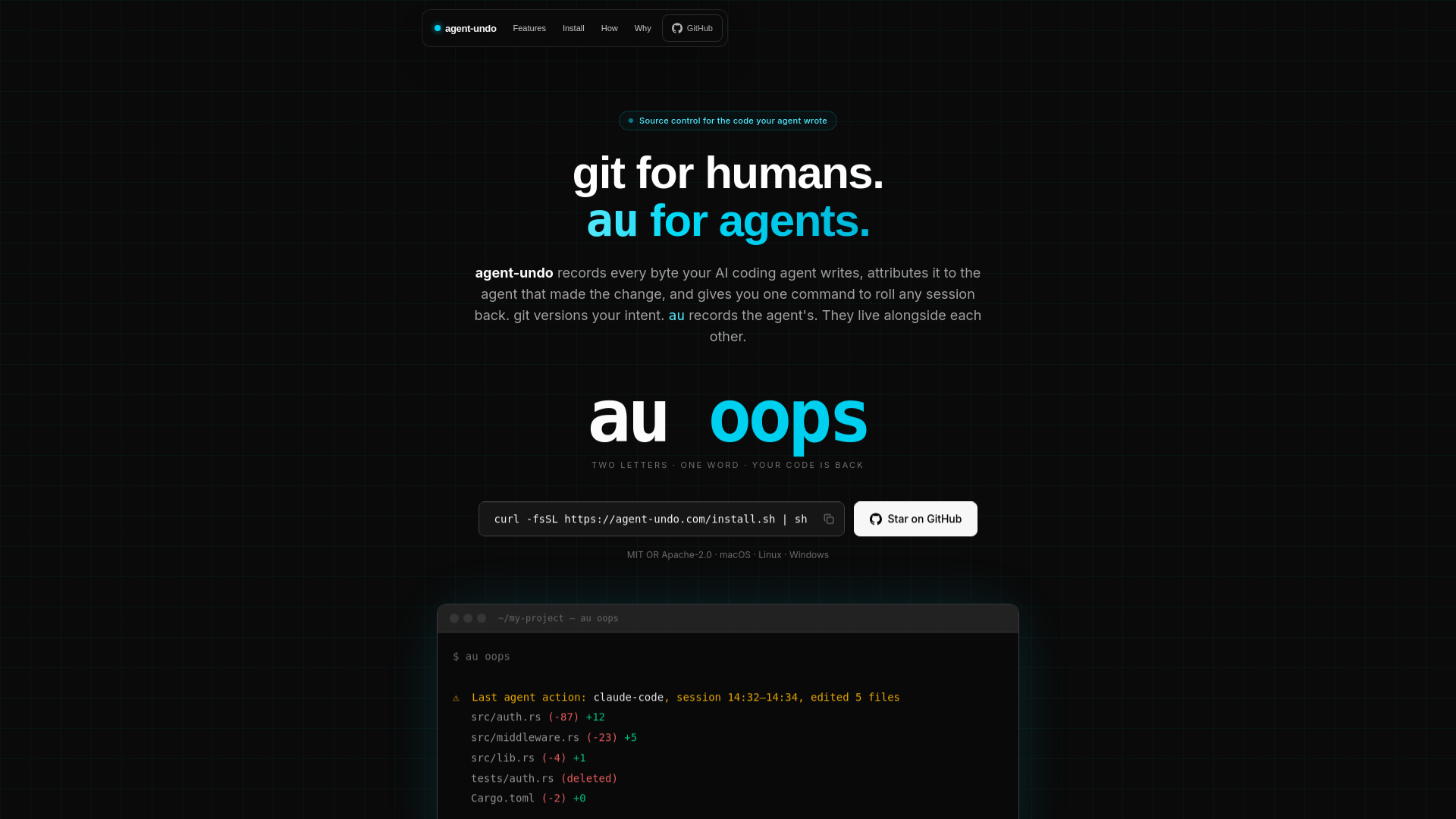 website screenshot of https://agent-undo-www.pages.dev/
