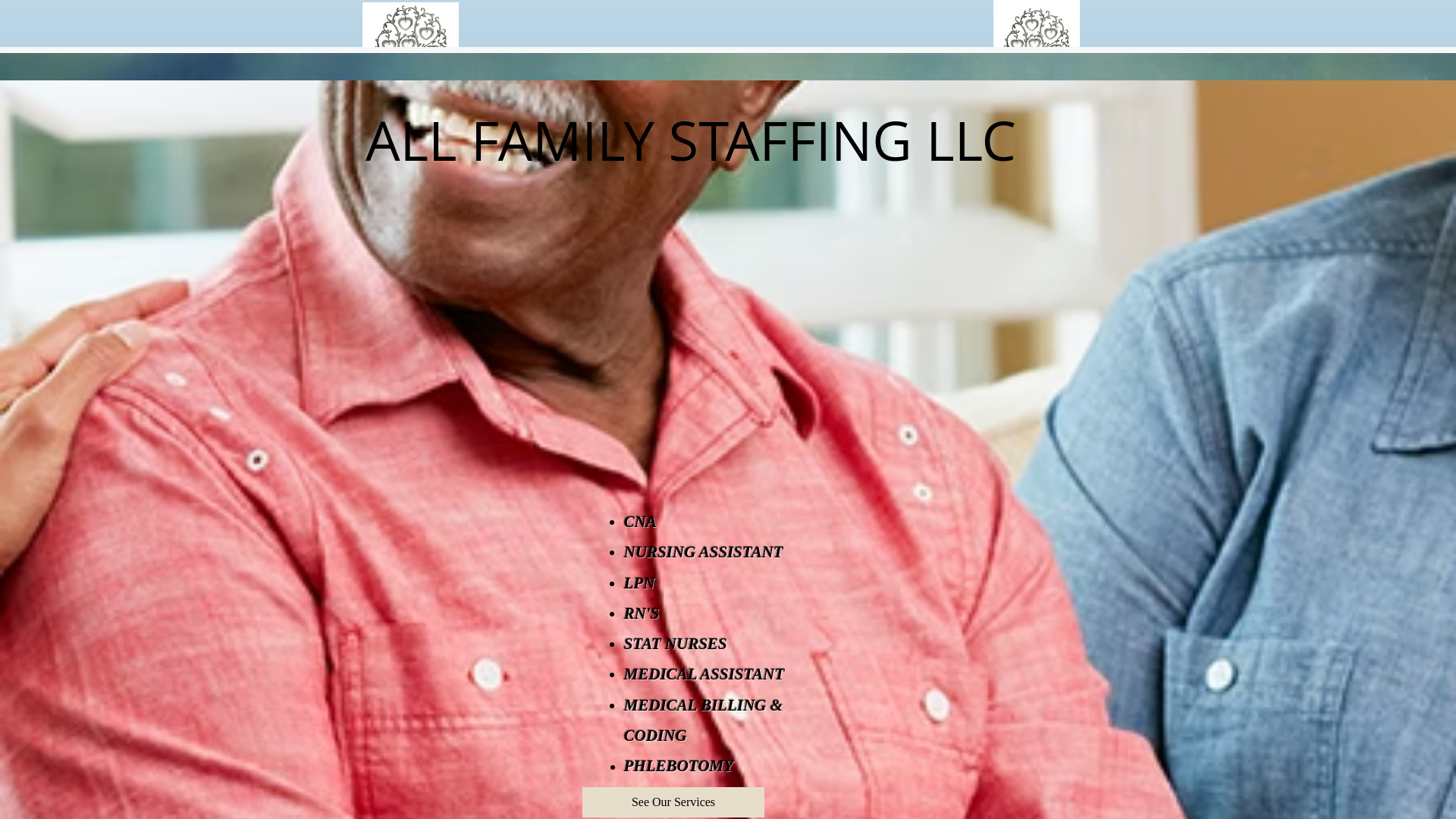 website screenshot of https://allfamilystaffing.org/