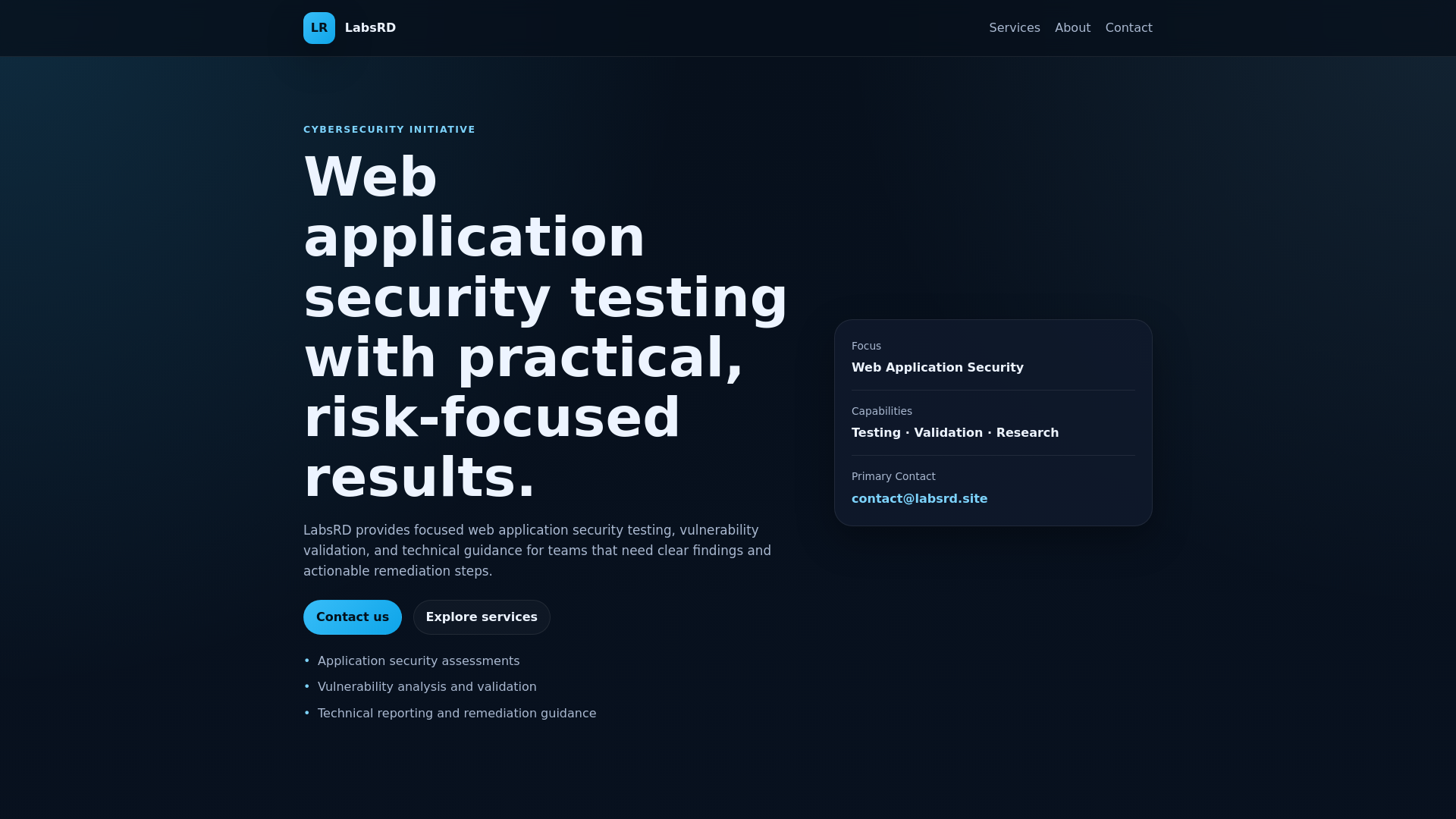 website screenshot of https://labsrd.site/